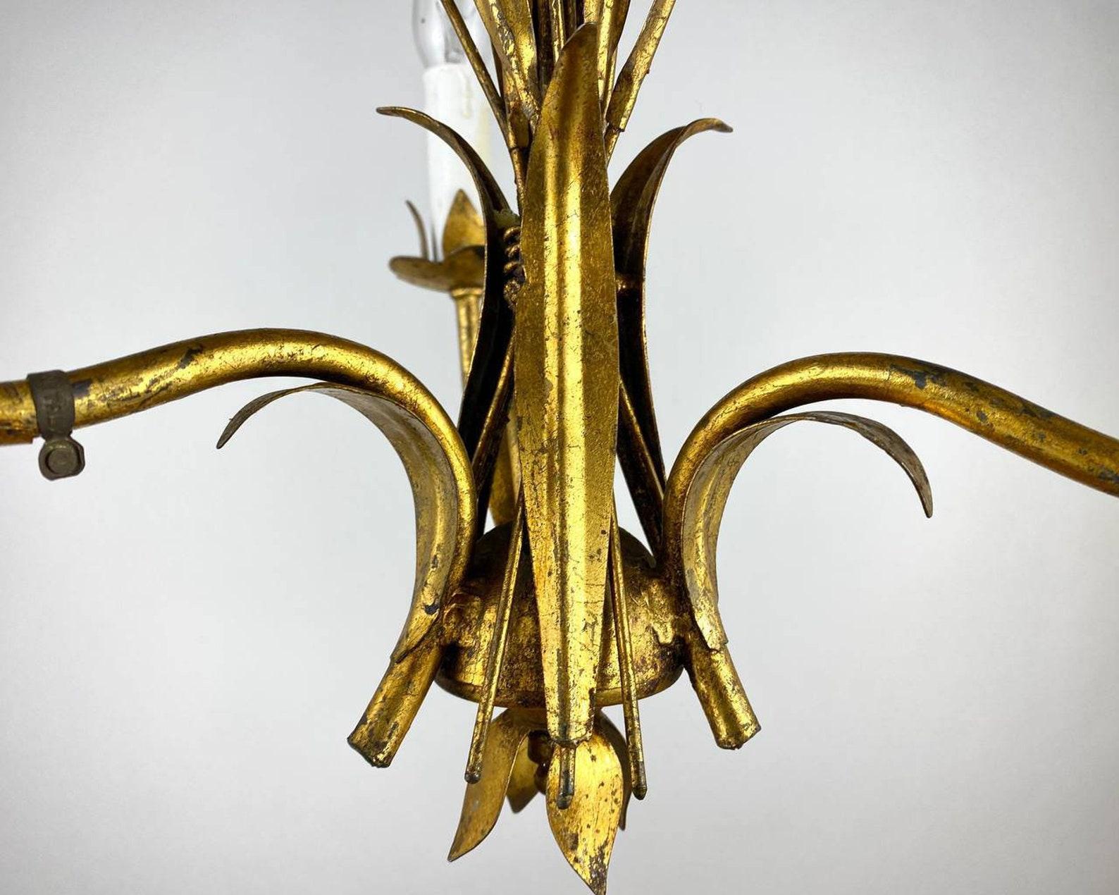 Mid-20th Century Italian Vintage Chandelier Ears of Wheat, 1960s For Sale