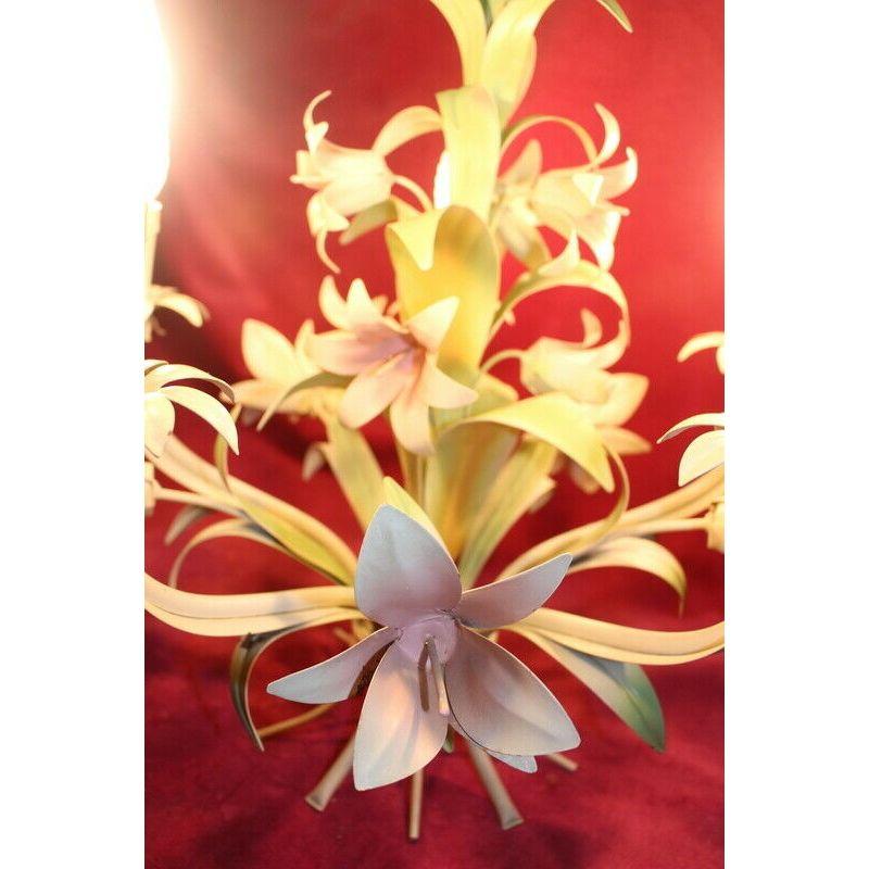 Metal Italian Vintage Chandelier Tole Were Lamp 5 Lights Lily Bouquet For Sale