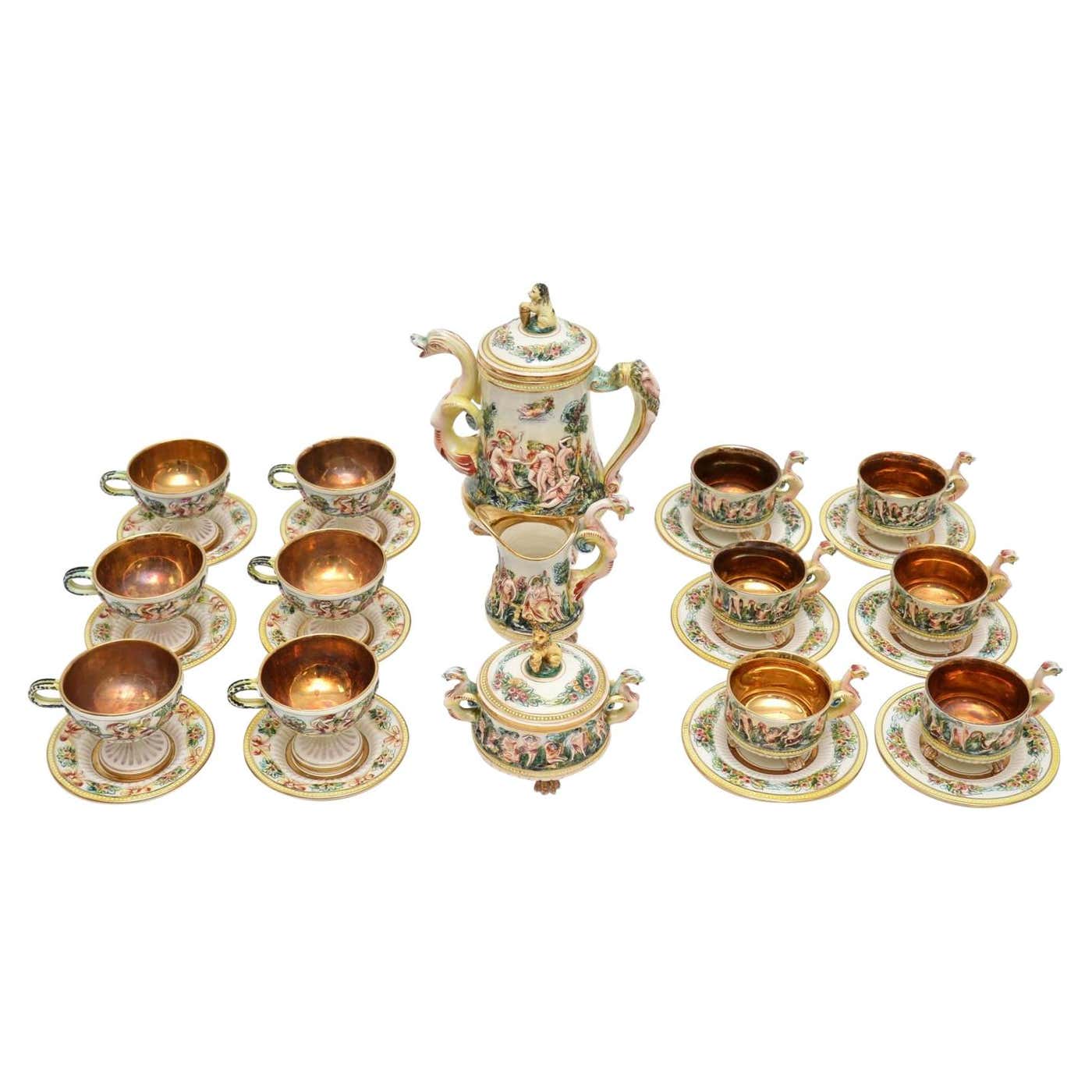 Italian Vintage China Tea Set, De Biagi RS Marino For Sale at 1stDibs