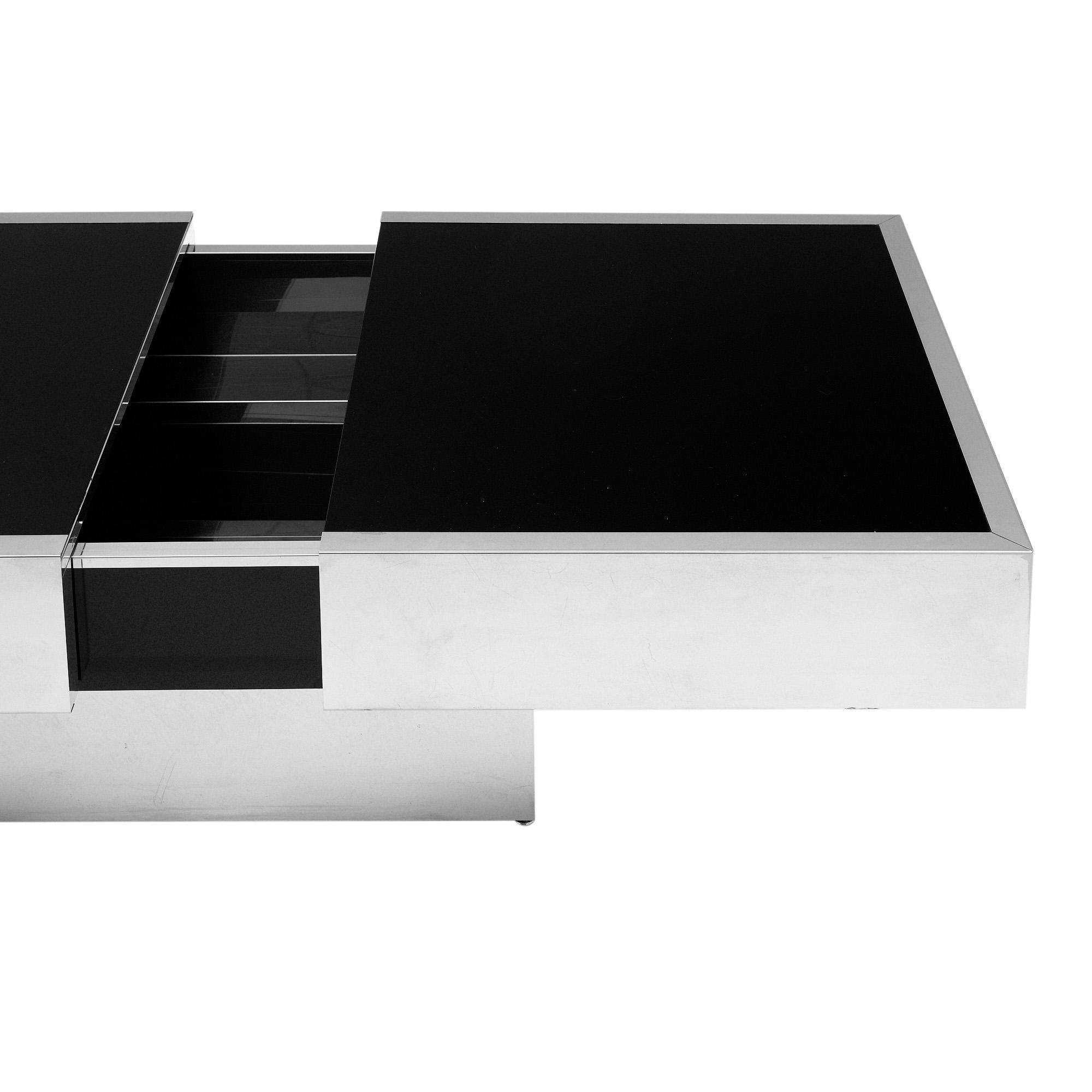 Italienischer verchromter Vintage-Couchtisch von Willy Rizzo (Glas)