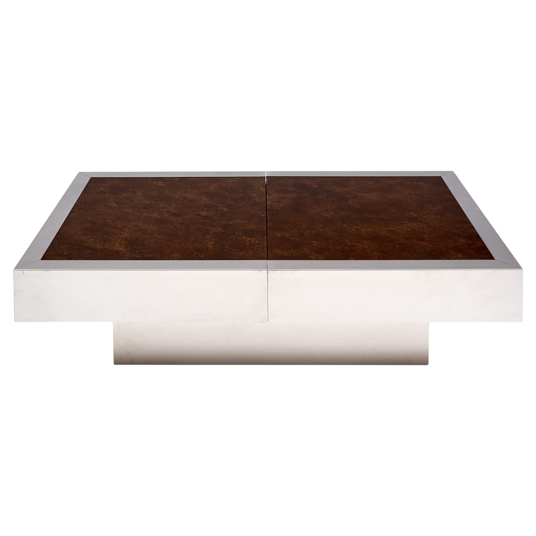 Table italienne en chrome vintage par Willy Rizzo en vente