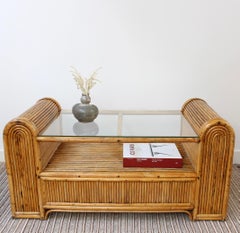 Italian Vintage Chubby Style Rattan Coffee Table (circa 1970s)