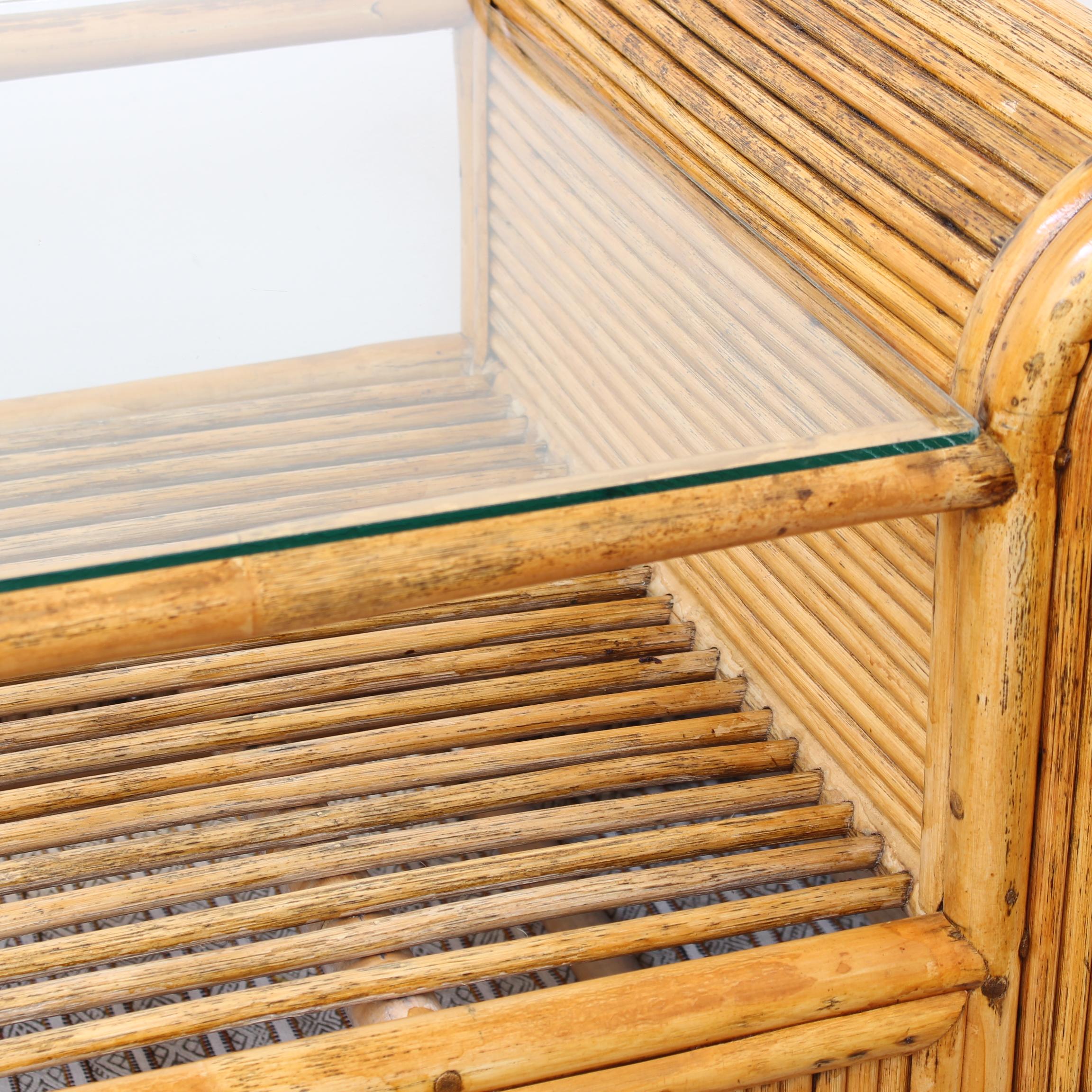 Late 20th Century Italian Vintage Chubby Style Rattan Coffee Table (circa 1970s)