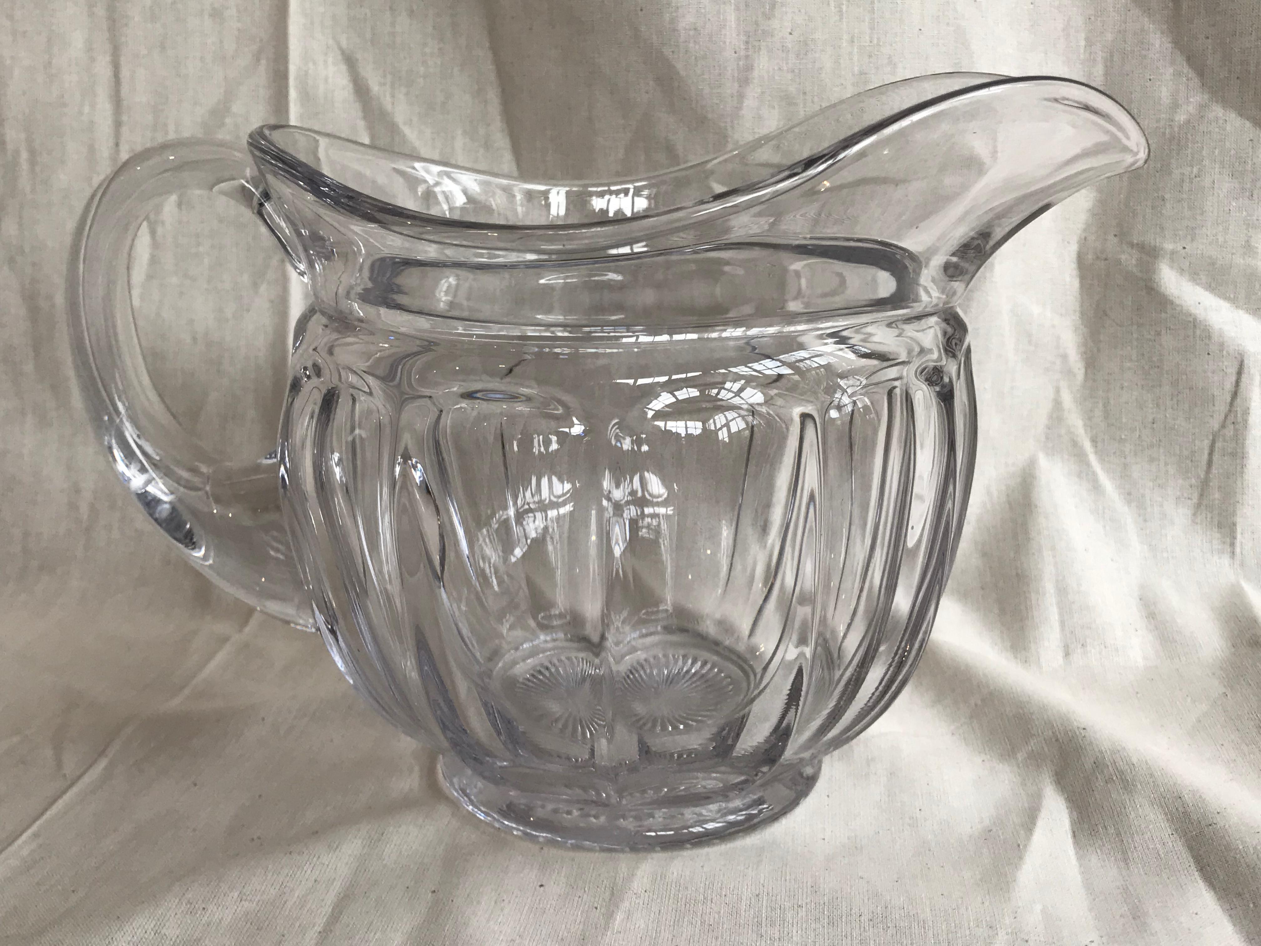 20th Century Italian Vintage Clear Melon Shape Glass Pitcher For Sale