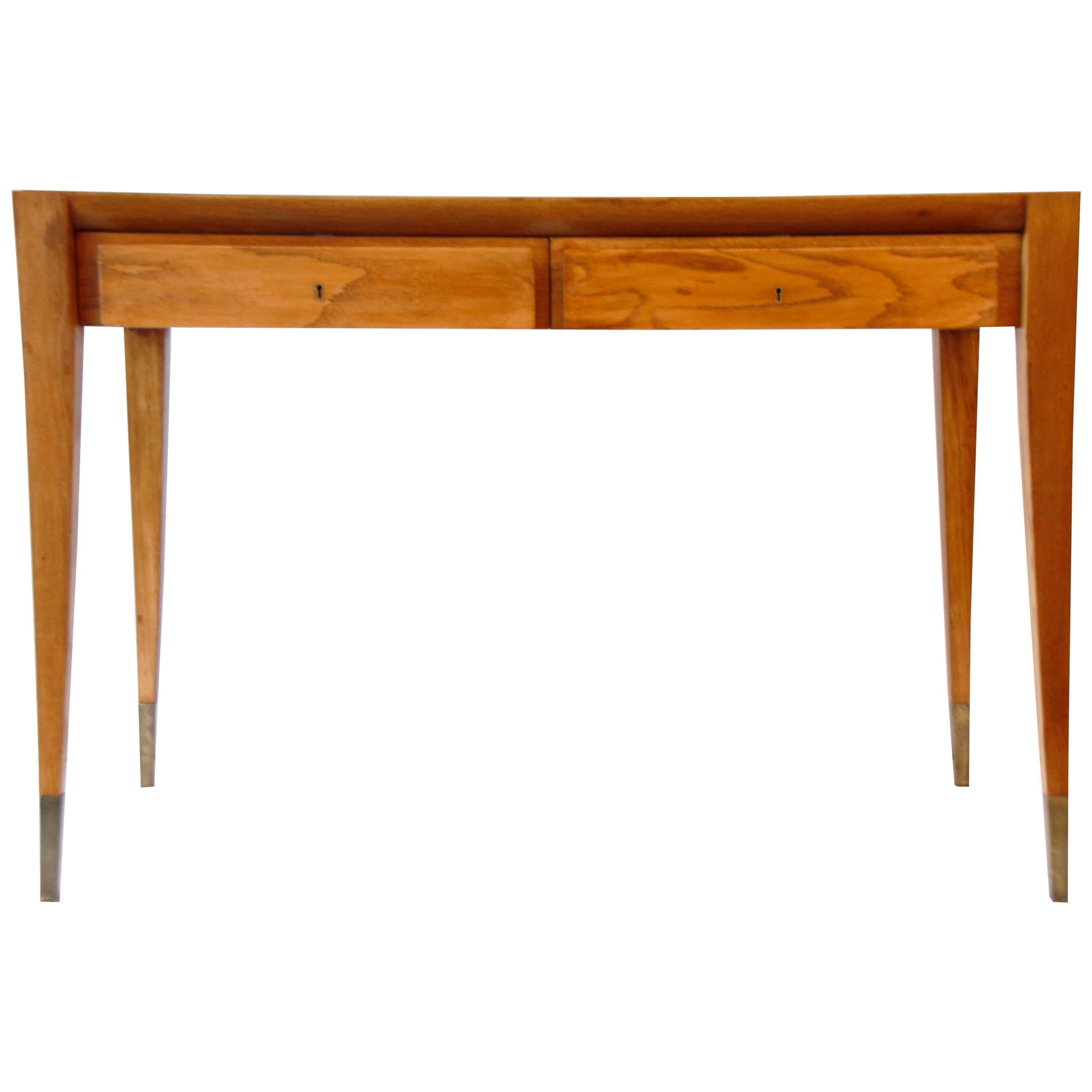 Italian Vintage Clear Oak Desk with Drawers by Gio Ponti, circa 1950 For Sale