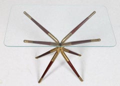 Italian Vintage Coffee Table, Mahogany & Brass, 1960s Stylish Design