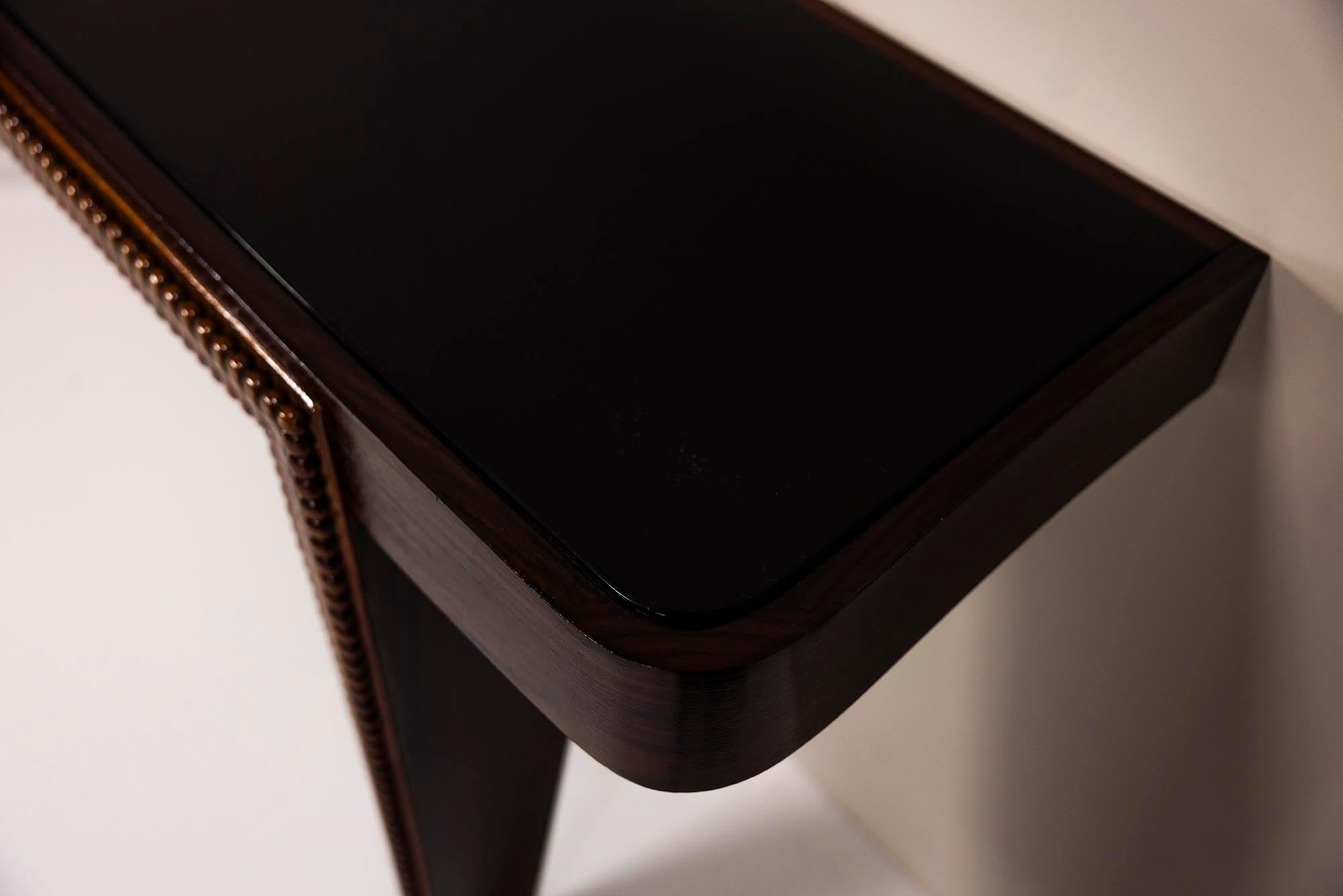 Italian Vintage Console in the Style of Paolo Buffa with Glass Top, 1950s For Sale 2