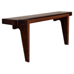Italian Vintage Console in the Style of Paolo Buffa with Glass Top, 1950s