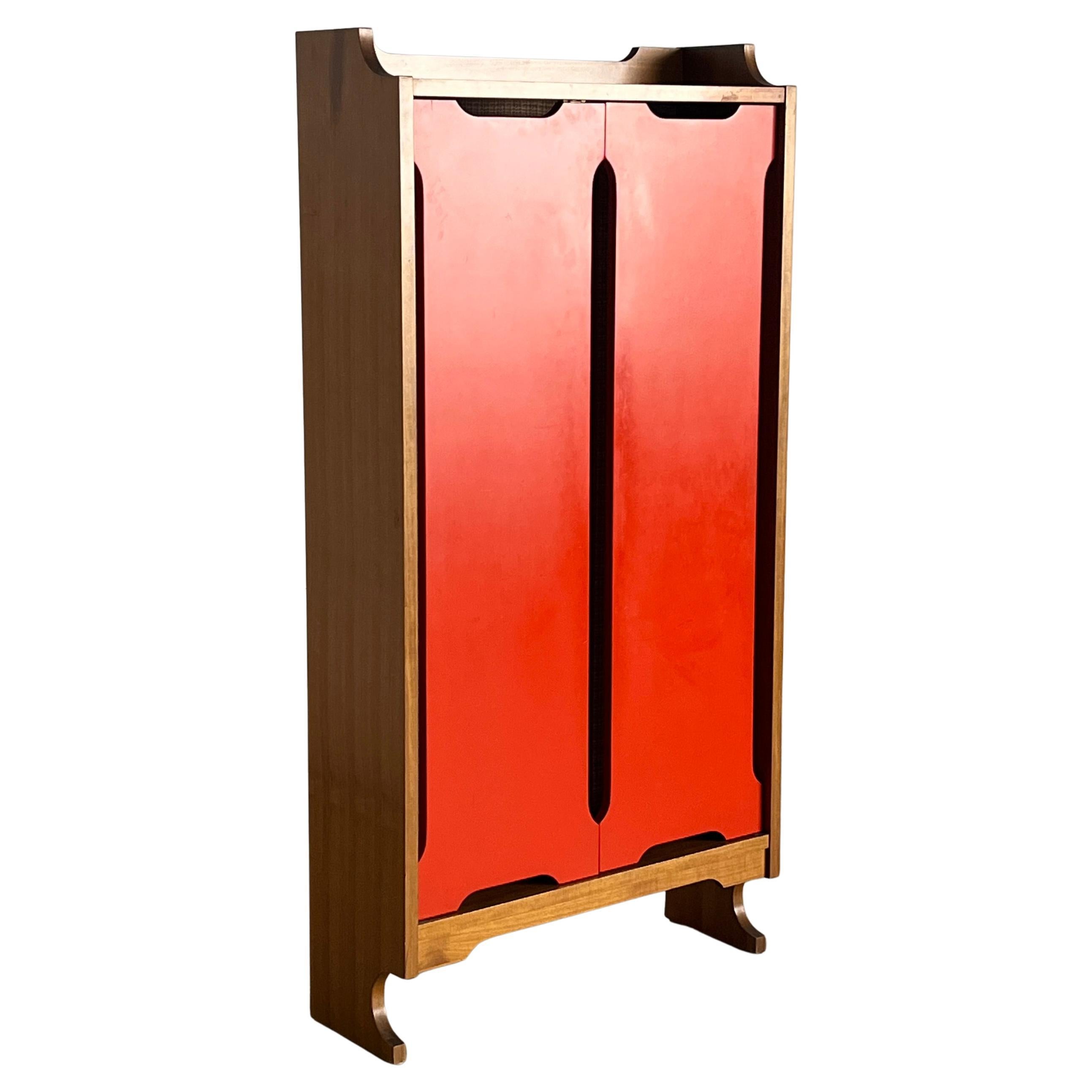 Italian Vintage Constructivist Wooden Cabinet, Mid-Century Modern 1960s Italy