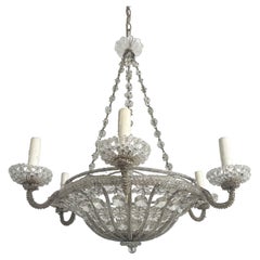 Italian Vintage Crystal Beaded Basket Shaped Chandelier