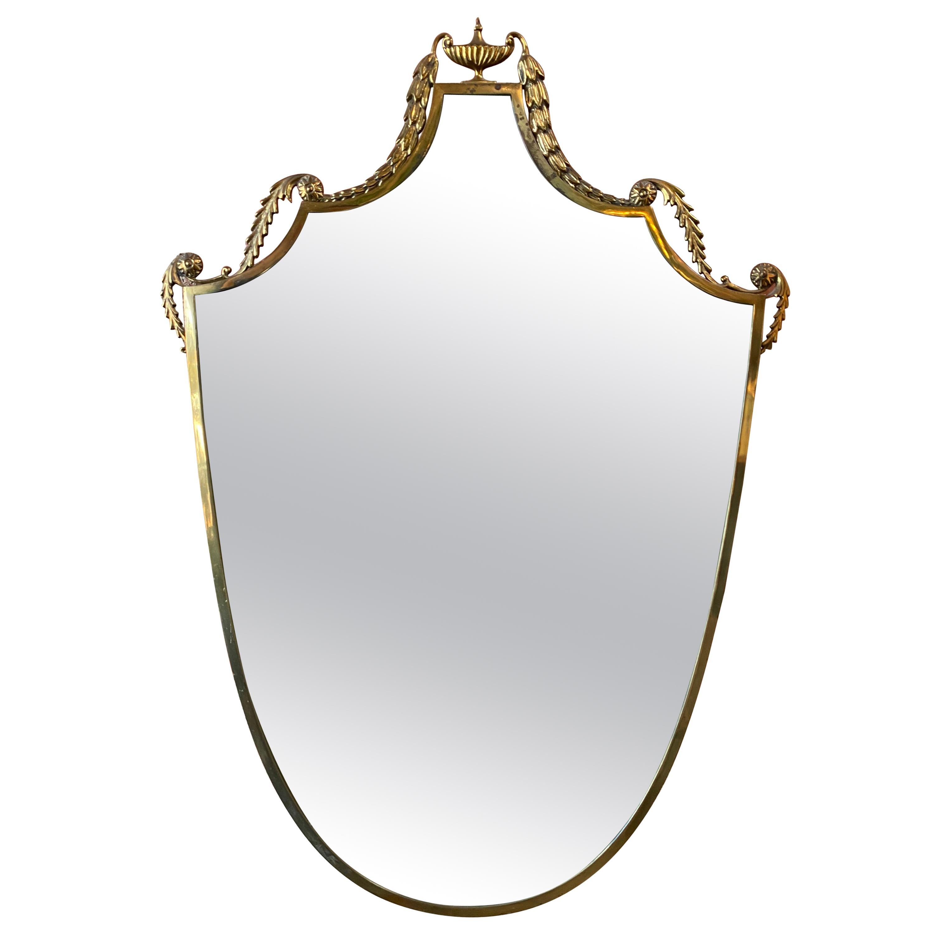 Italian Vintage Curvilinear Brass Mirror, 1950s