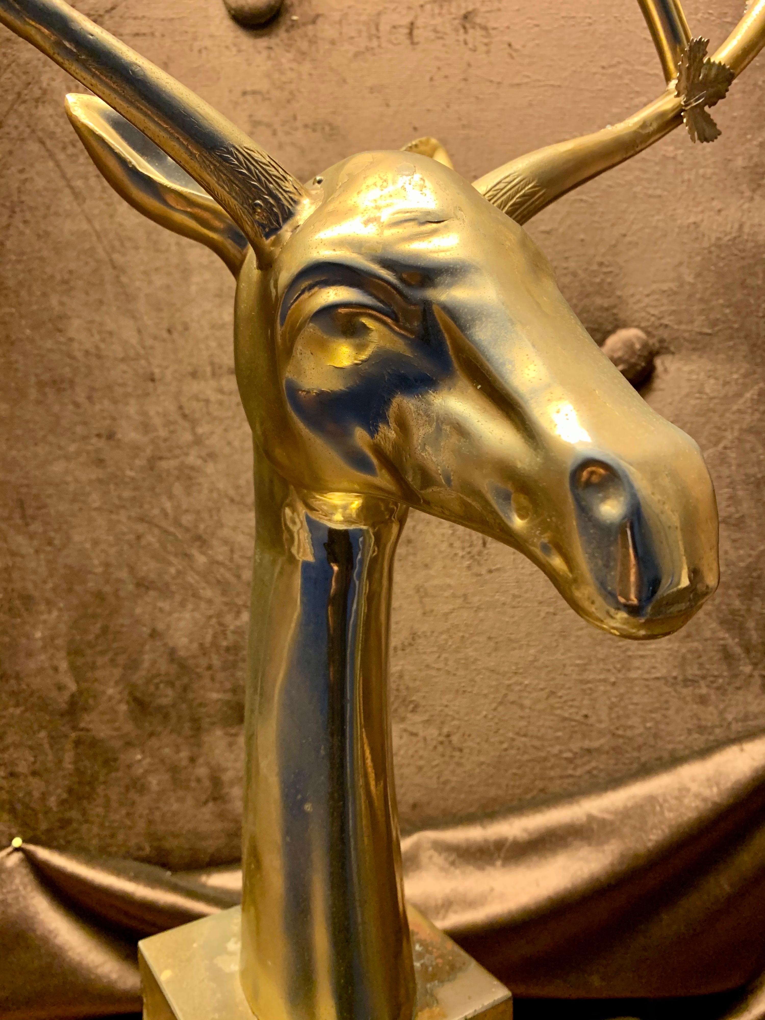 Italian Vintage Deer Brass Candelabra, 1950s 9