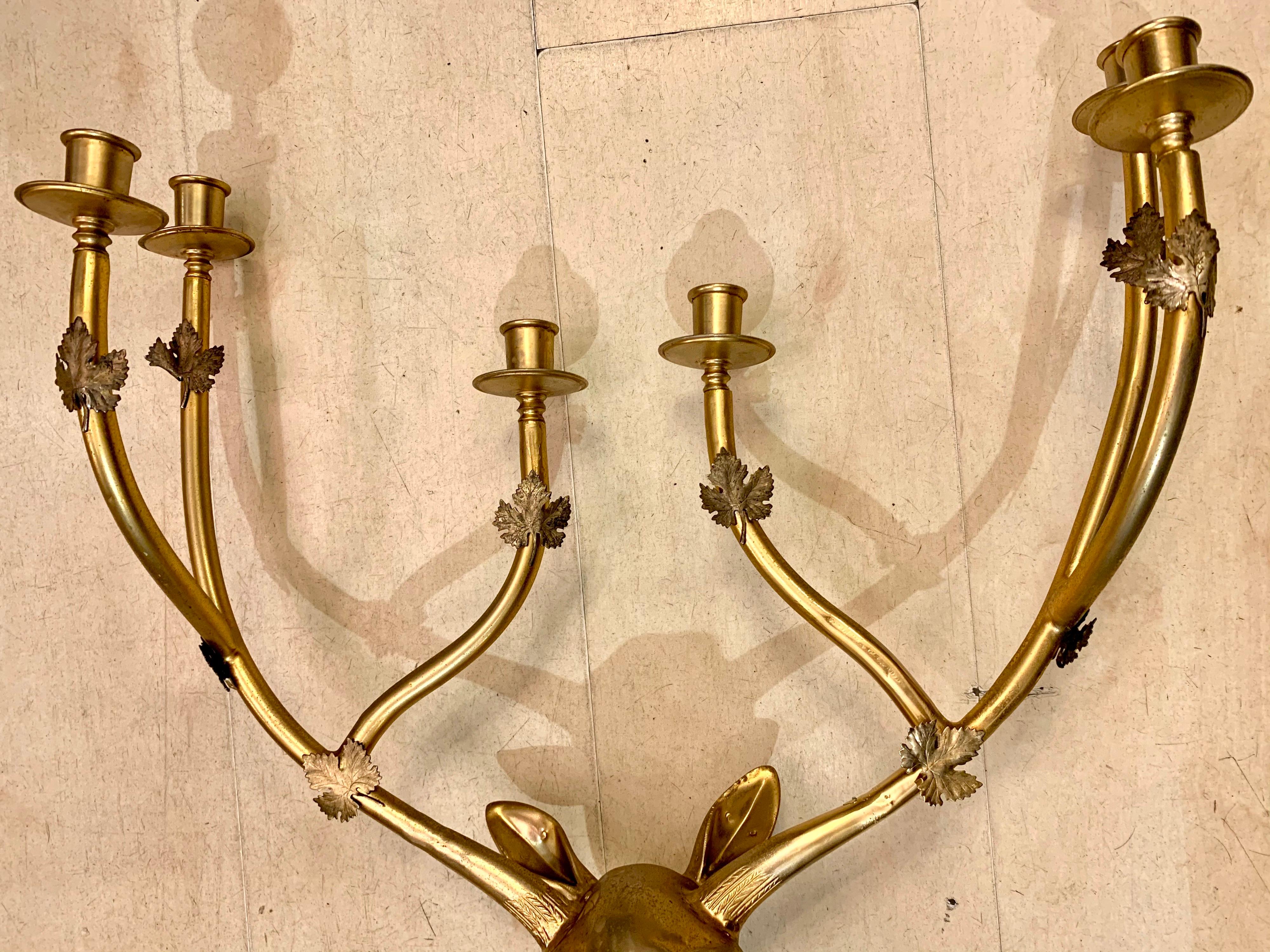 Italian Vintage Deer Brass Candelabra, 1950s 14