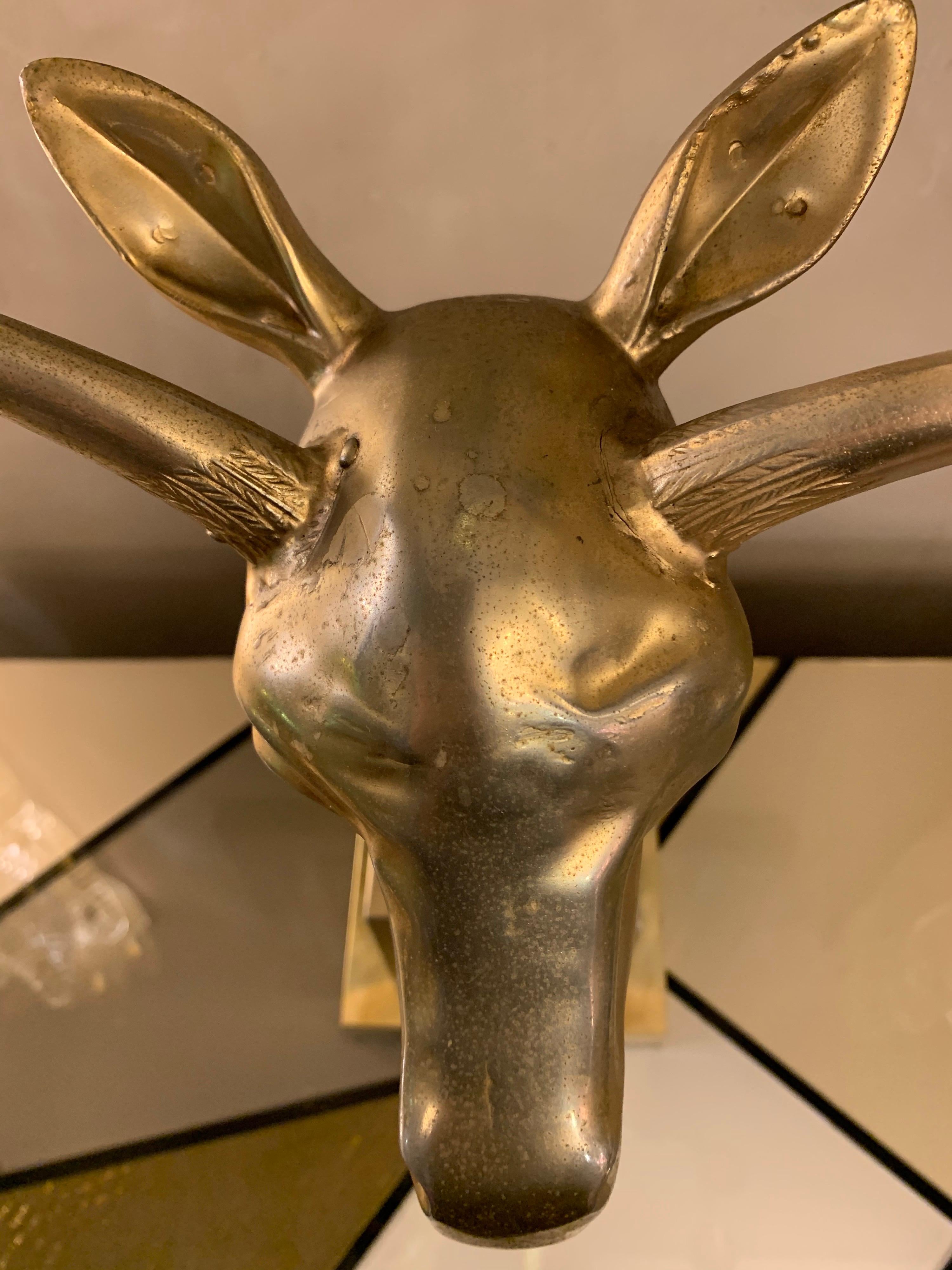 Italian Vintage Deer Brass Candelabra, 1950s 4