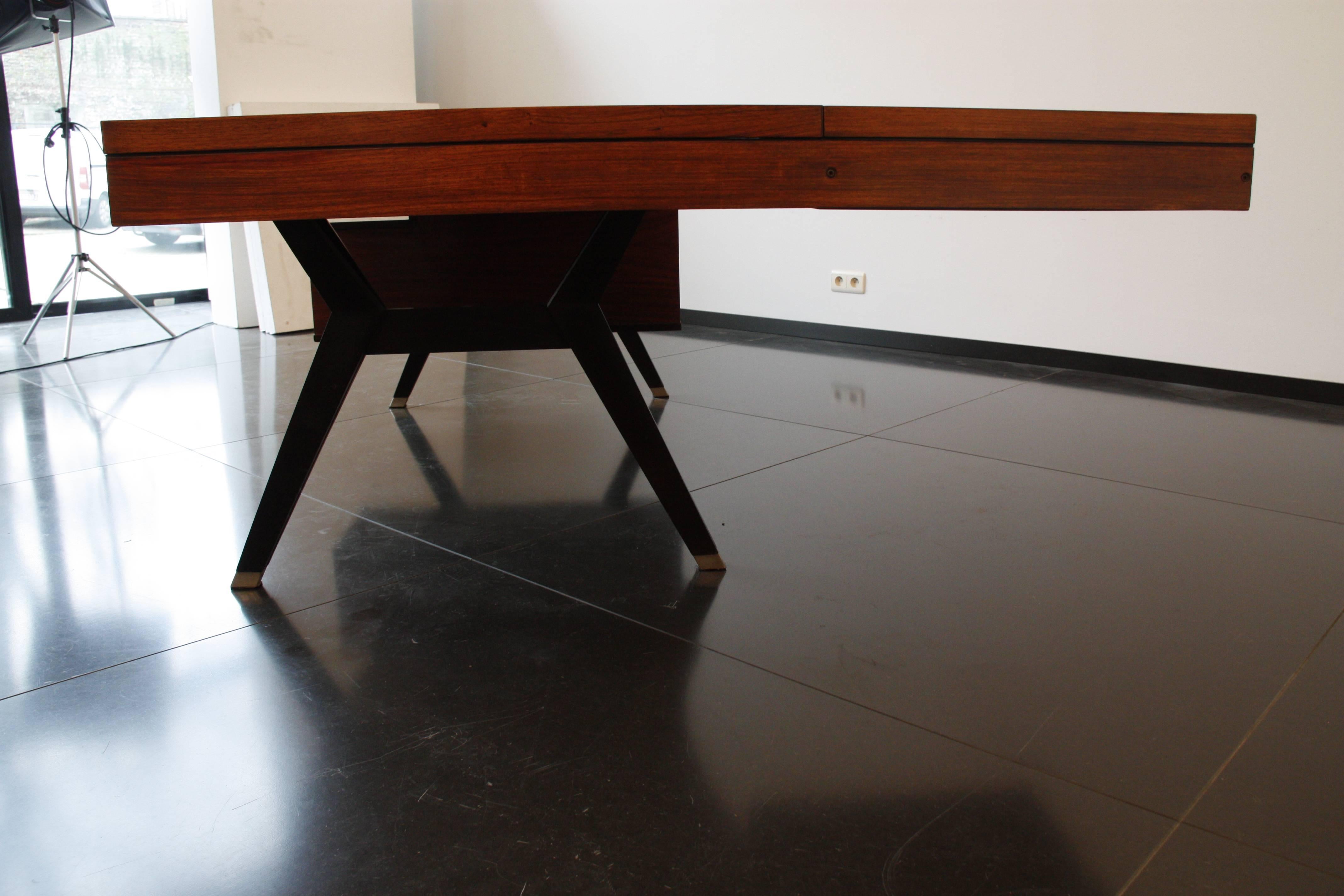 Mid-Century Modern Italian Vintage Desk in Polish Wood by Ico Parisi for MIM, circa 1955 For Sale