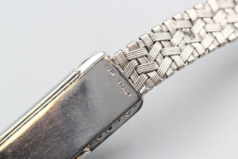 Italian Vintage Diamond 18k White Gold Adjustable Woven Belt  display picture 2