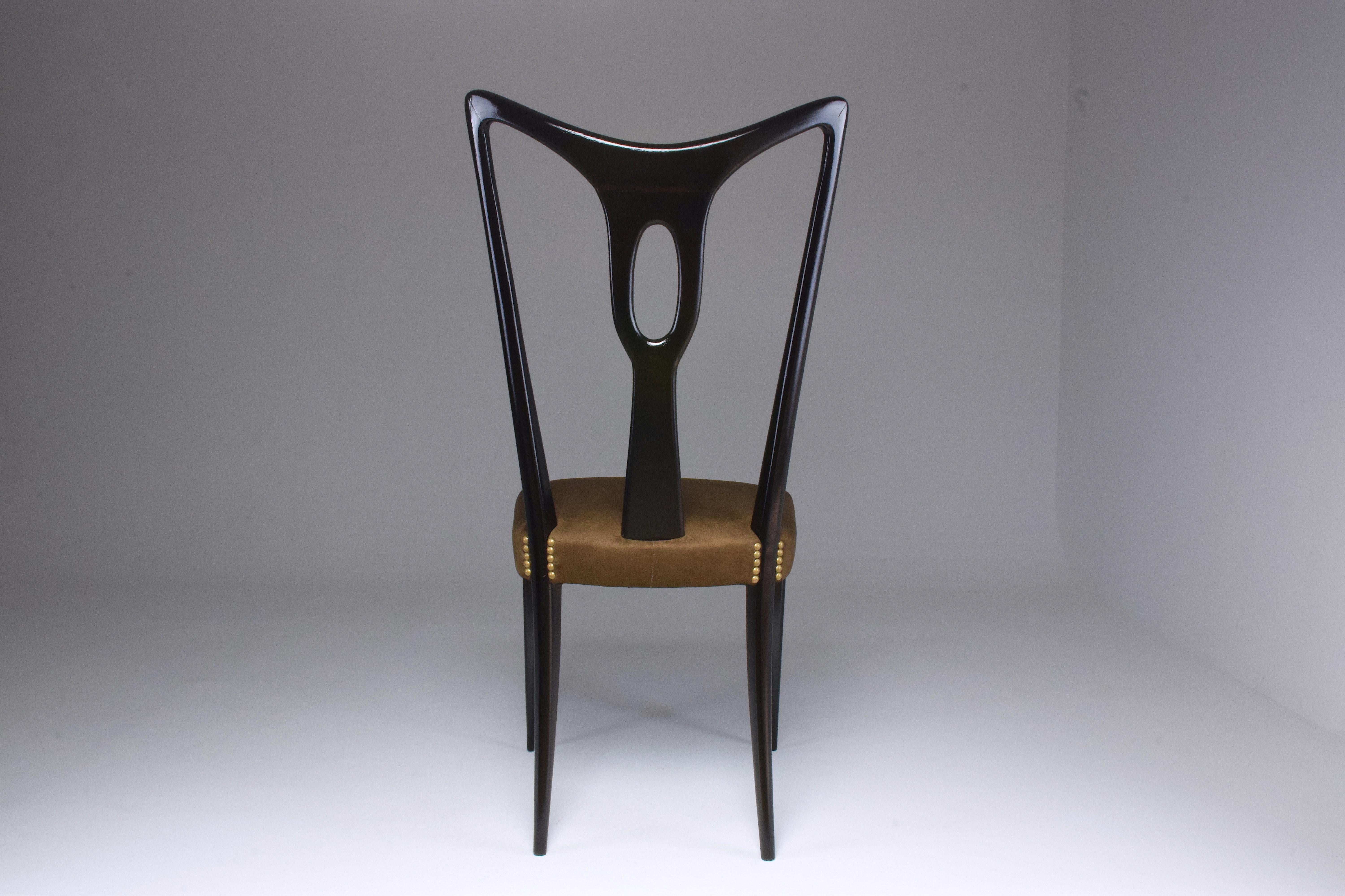 Italian Vintage Dining Chairs Attributed to Guglielmo Ulrich, Set of Six, 1940s 4