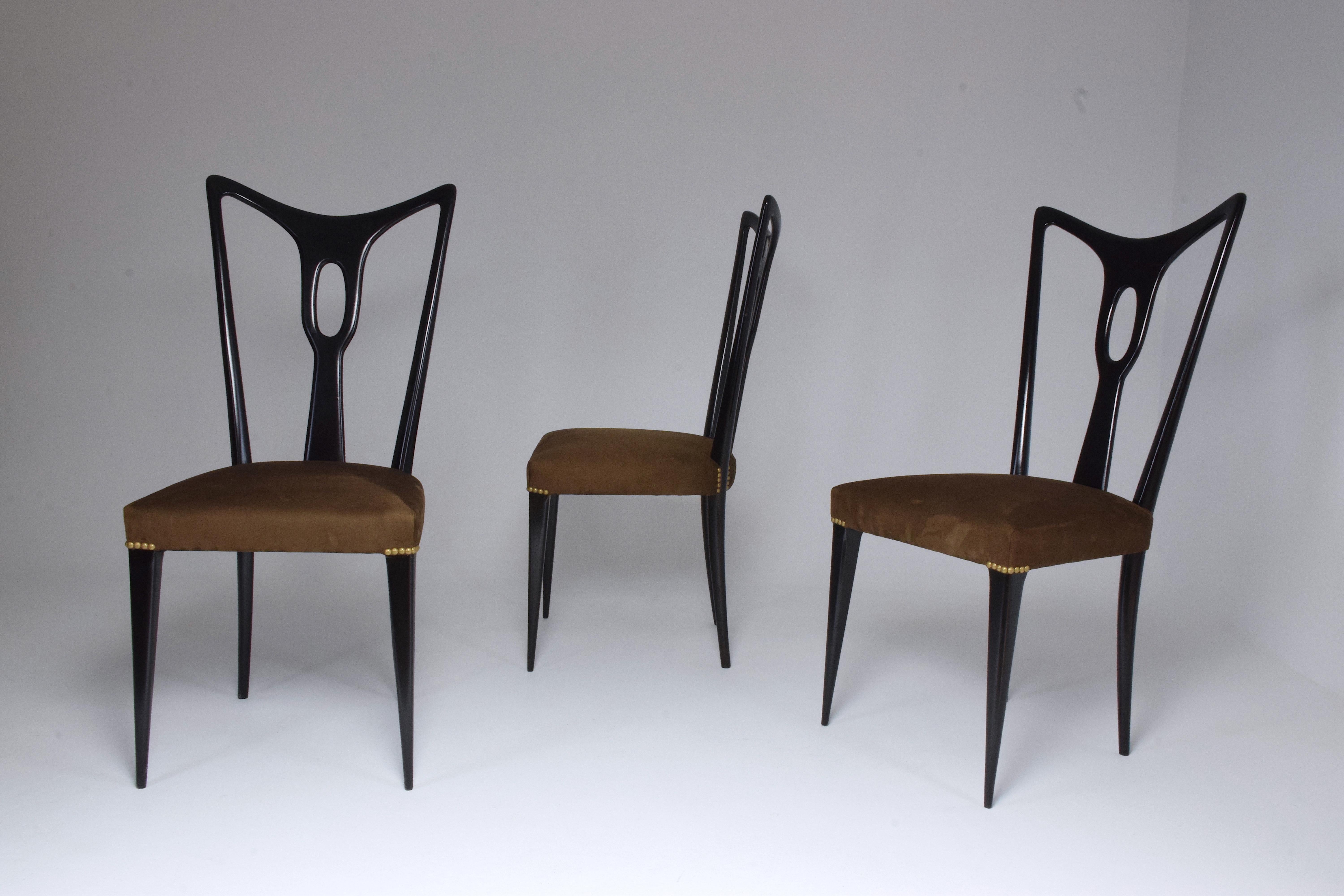 Upholstery Italian Vintage Dining Chairs Attributed to Guglielmo Ulrich, Set of Six, 1940s
