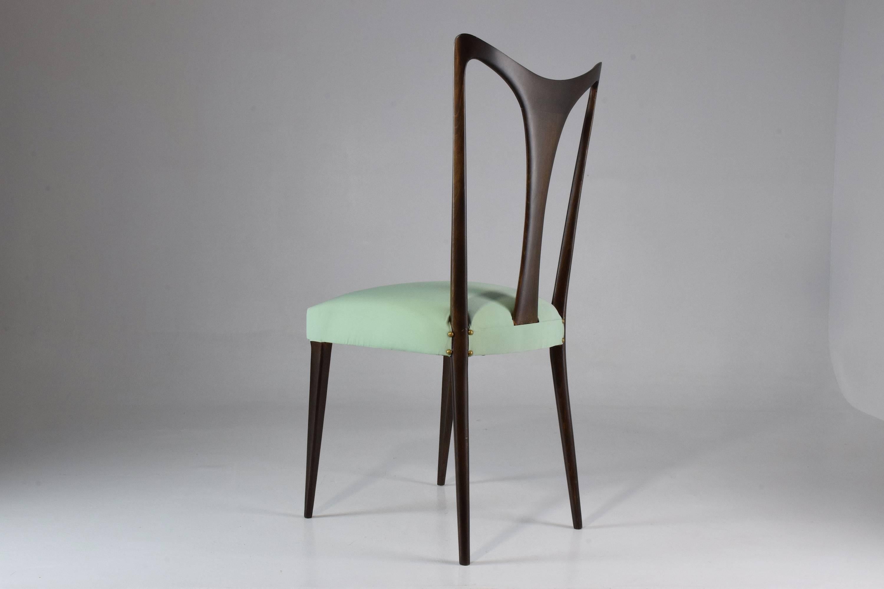 20th Century Italian Vintage Dining Chairs Attributed to Guglielmo Ulrich, Set of Six, 1940s