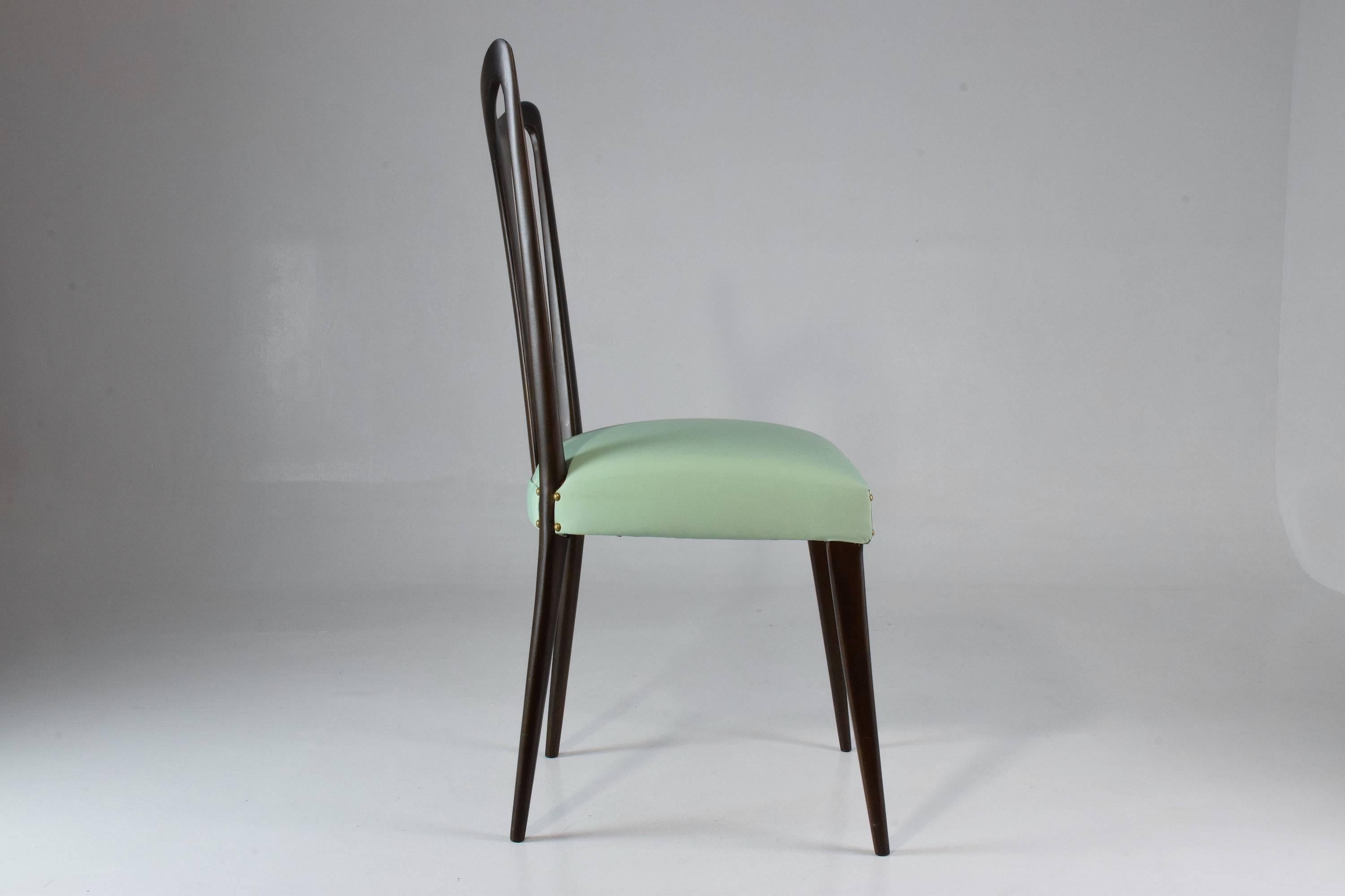 Wood Italian Vintage Dining Chairs Attributed to Guglielmo Ulrich, Set of Six, 1940s