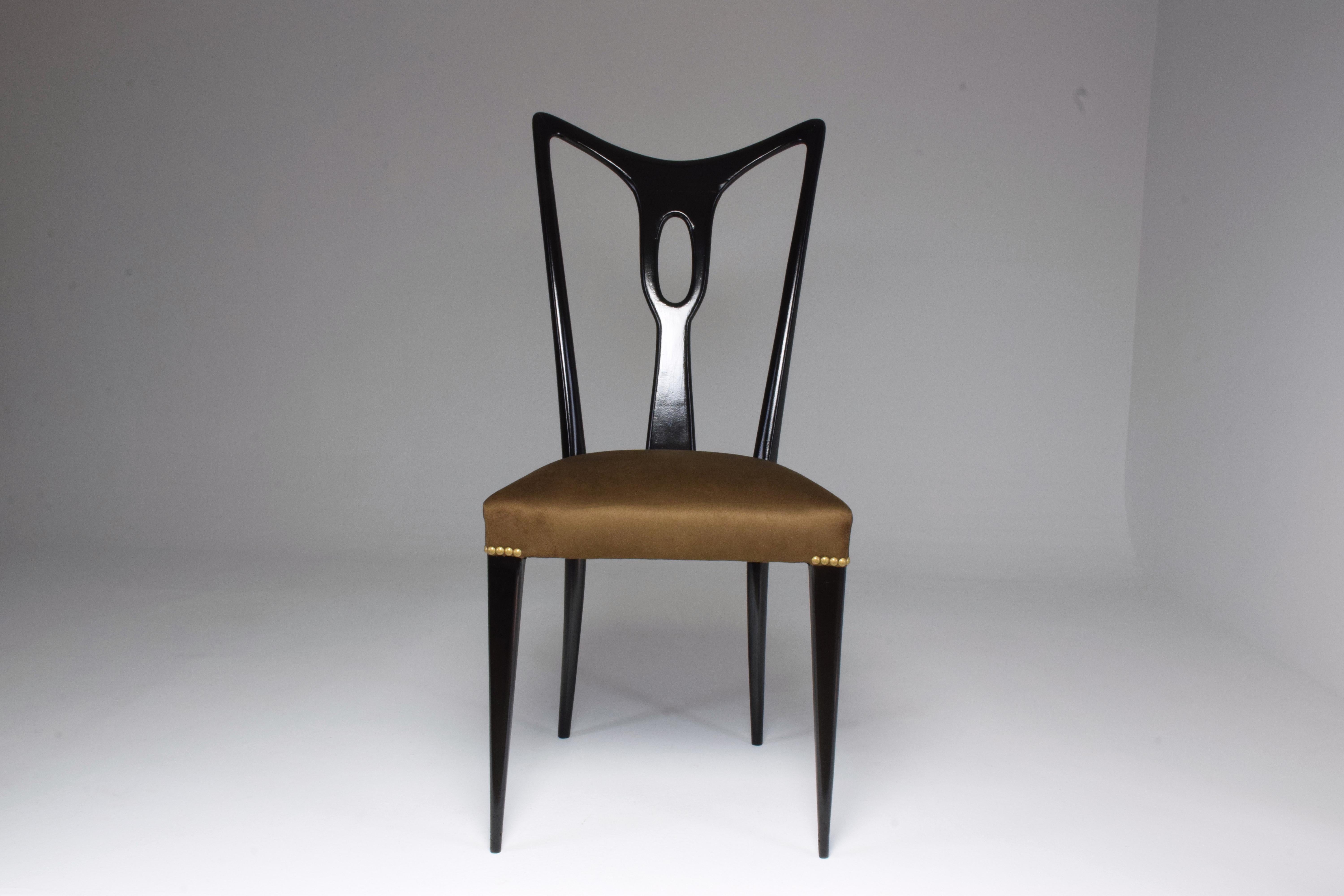 Italian Vintage Dining Chairs Attributed to Guglielmo Ulrich, Set of Six, 1940s 3