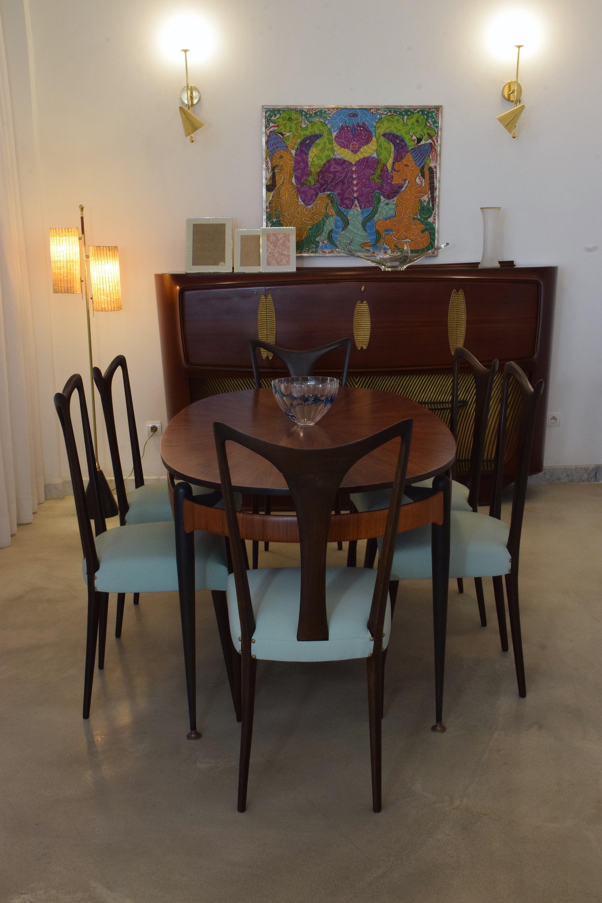Italian Vintage Dining Chairs Attributed to Guglielmo Ulrich, Set of Six, 1940s 2