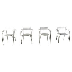 Italian vintage dining chairs with armrests, 1980s, Set of 4