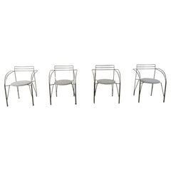 Chaises de salle à manger italiennes vintage avec accoudoirs, années 1980, lot de 4