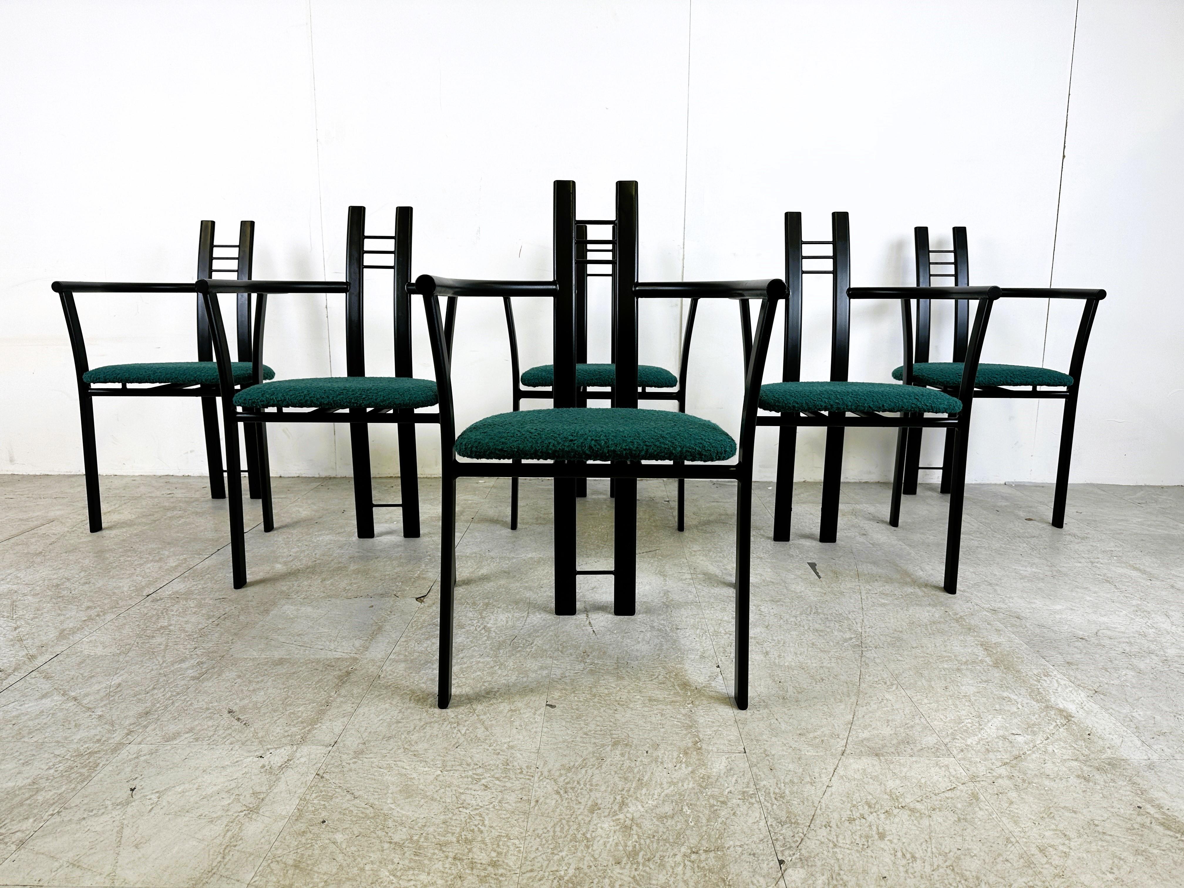 Post-Modern Italian vintage dining chairs with armrests, 1980s, Set of 6