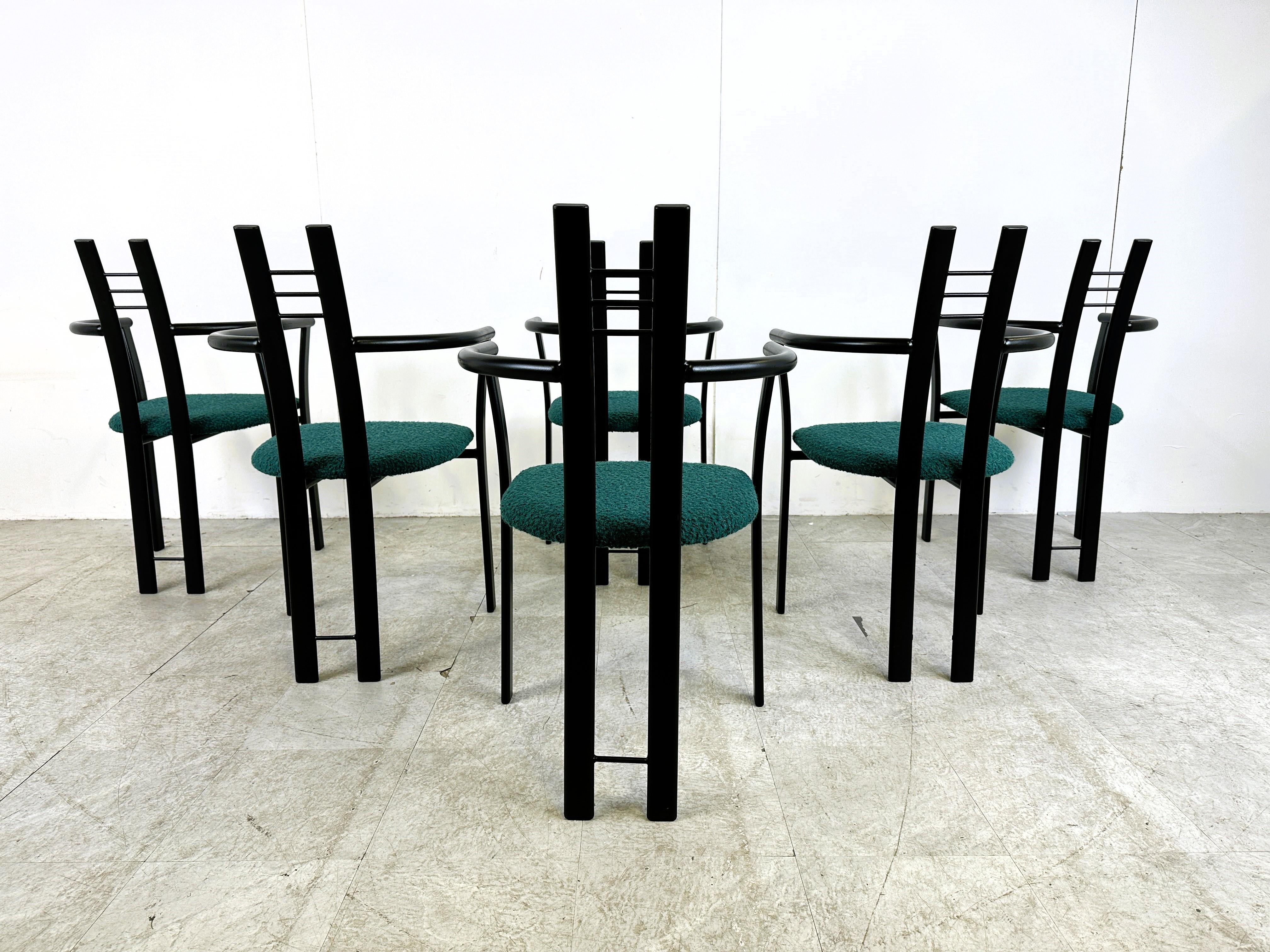 Italian vintage dining chairs with armrests, 1980s, Set of 6 2