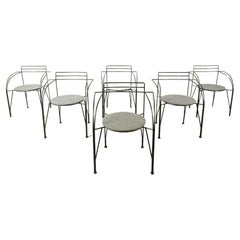 Italian vintage dining chairs with armrests, 1980s, Set of 6