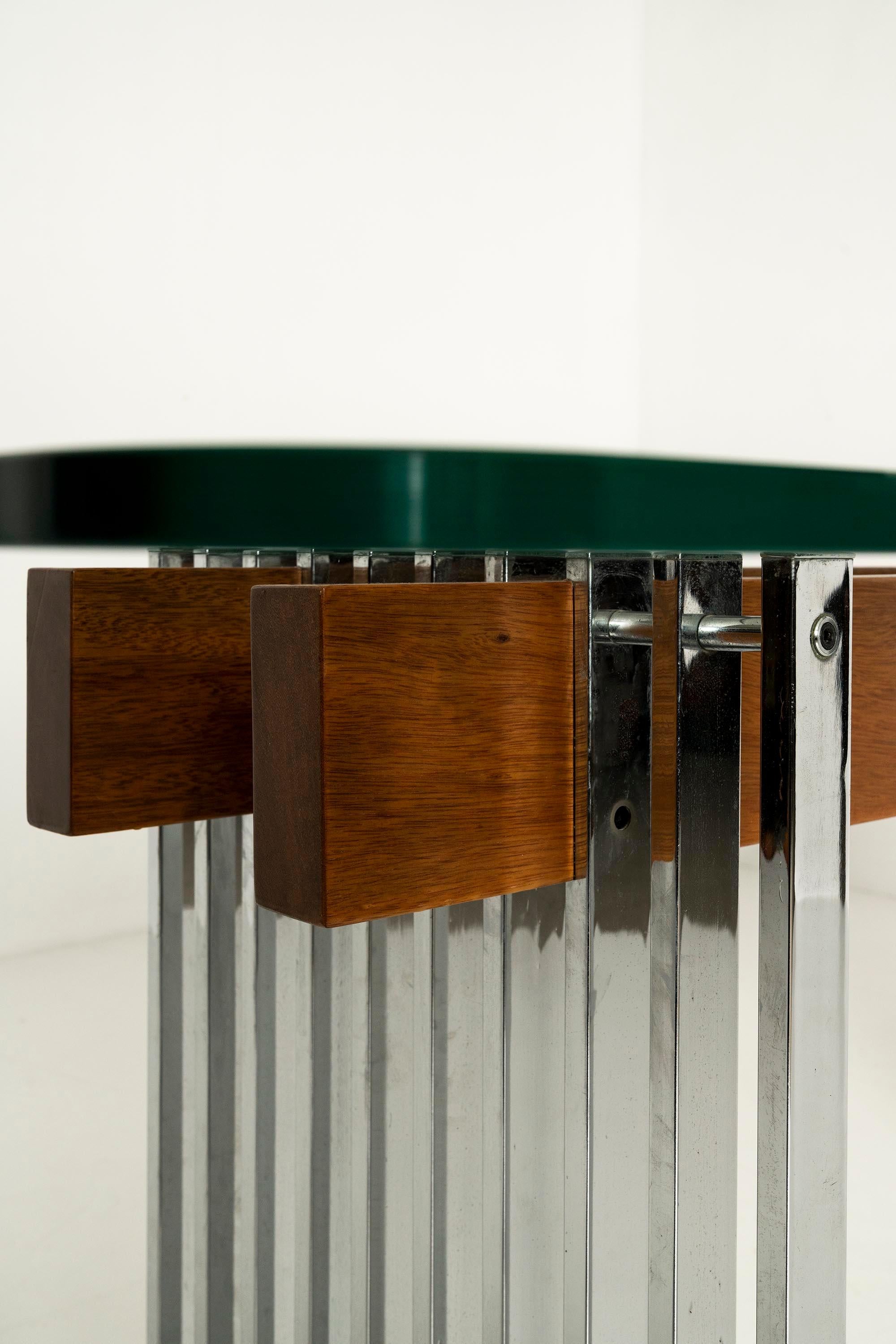 Italian Vintage Dining Table in Glass, Wood and Metal, 1970s 5
