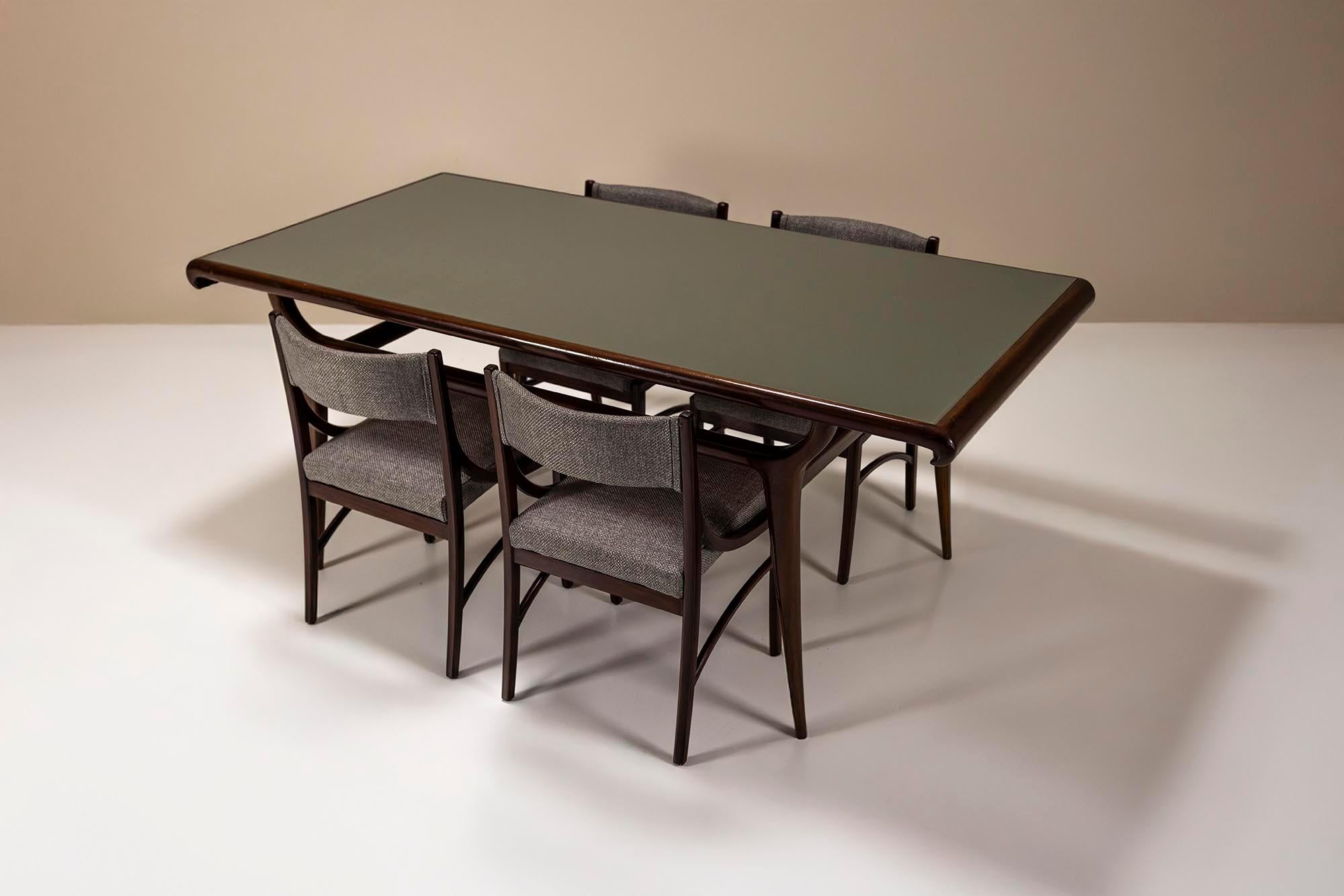 Table de salle à manger vintage italienne avec plateau en verre, Italie, années 1950 en vente 4