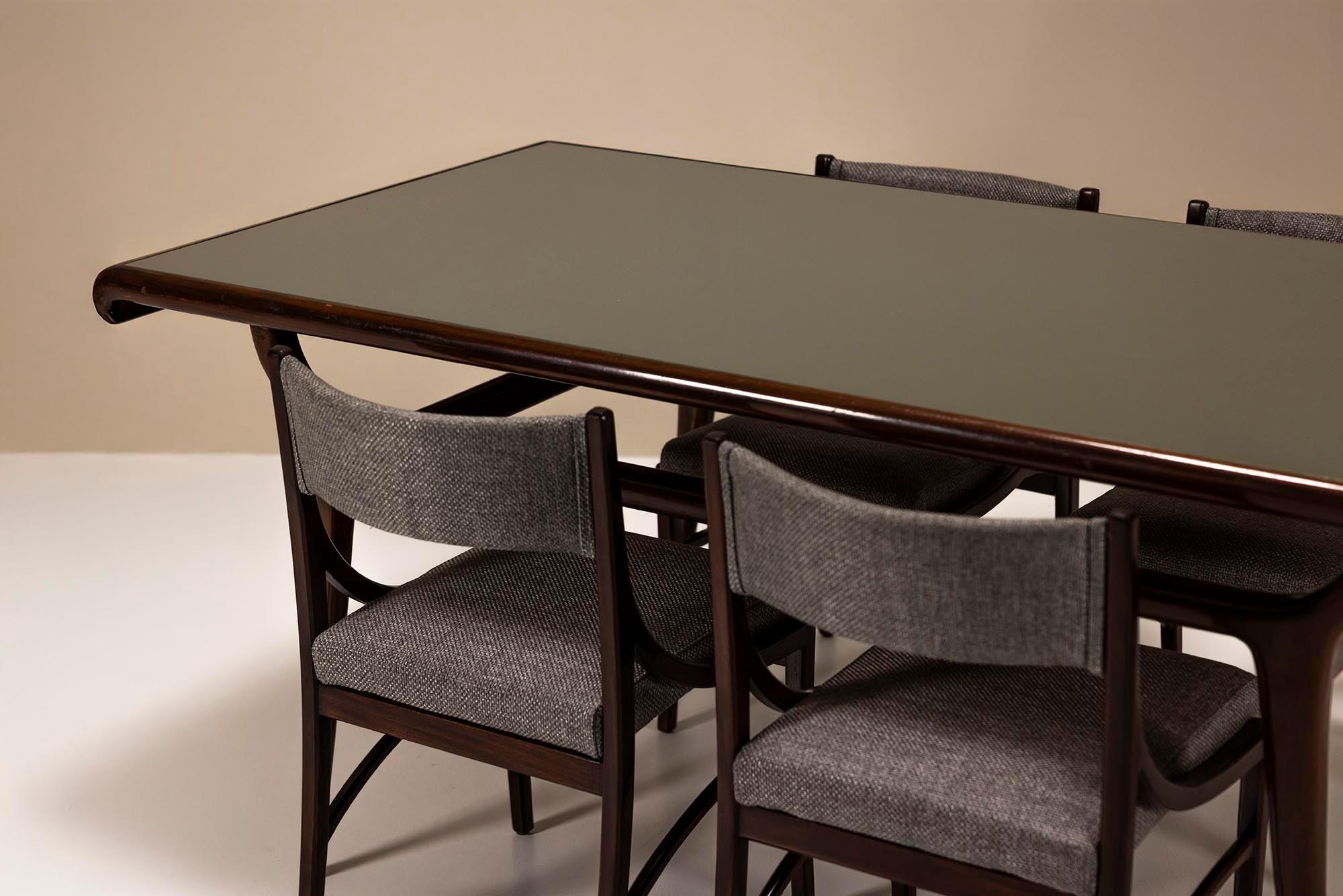 Table de salle à manger vintage italienne avec plateau en verre, Italie, années 1950 en vente 5