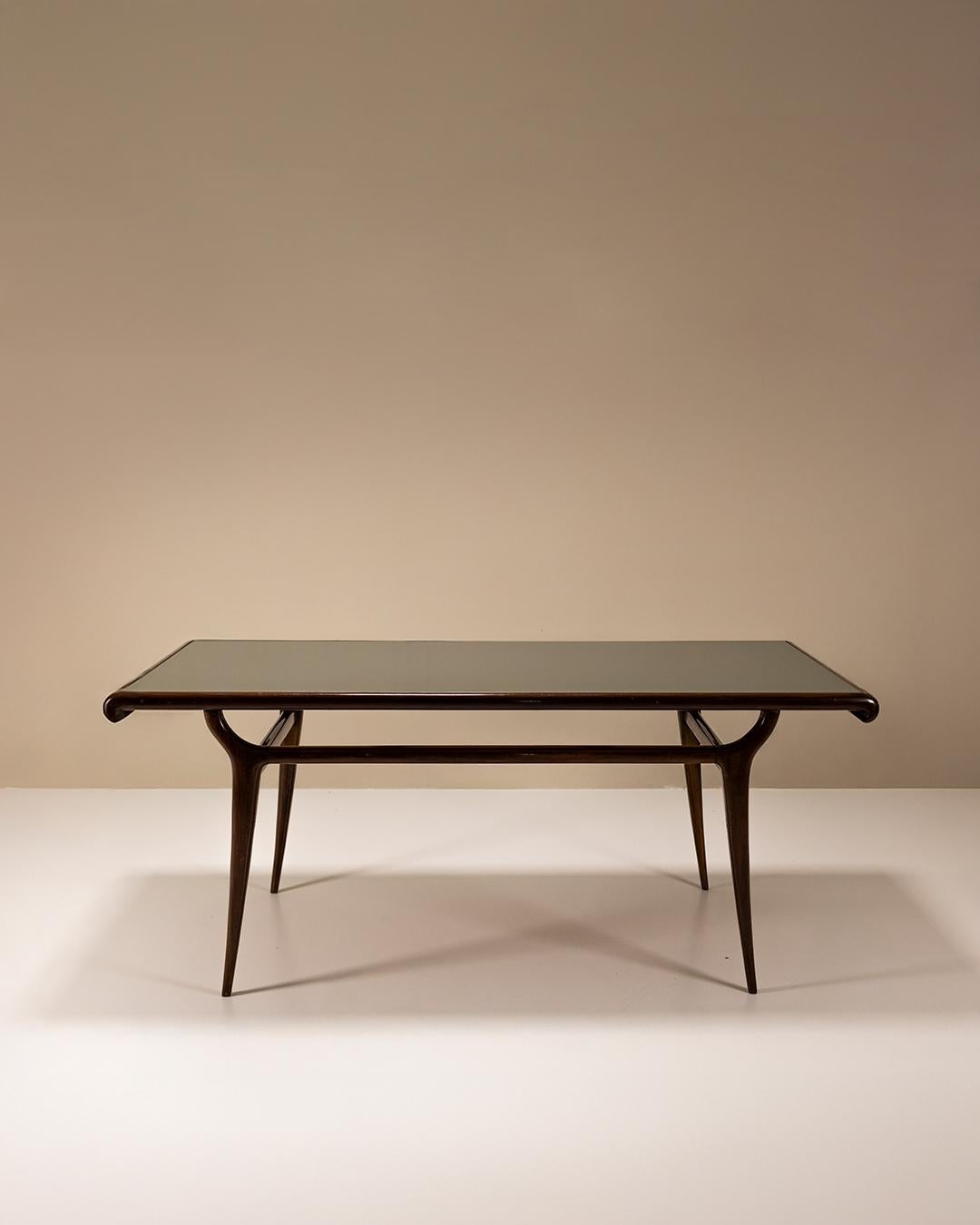 Table de salle à manger vintage italienne avec plateau en verre, Italie, années 1950 en vente 6