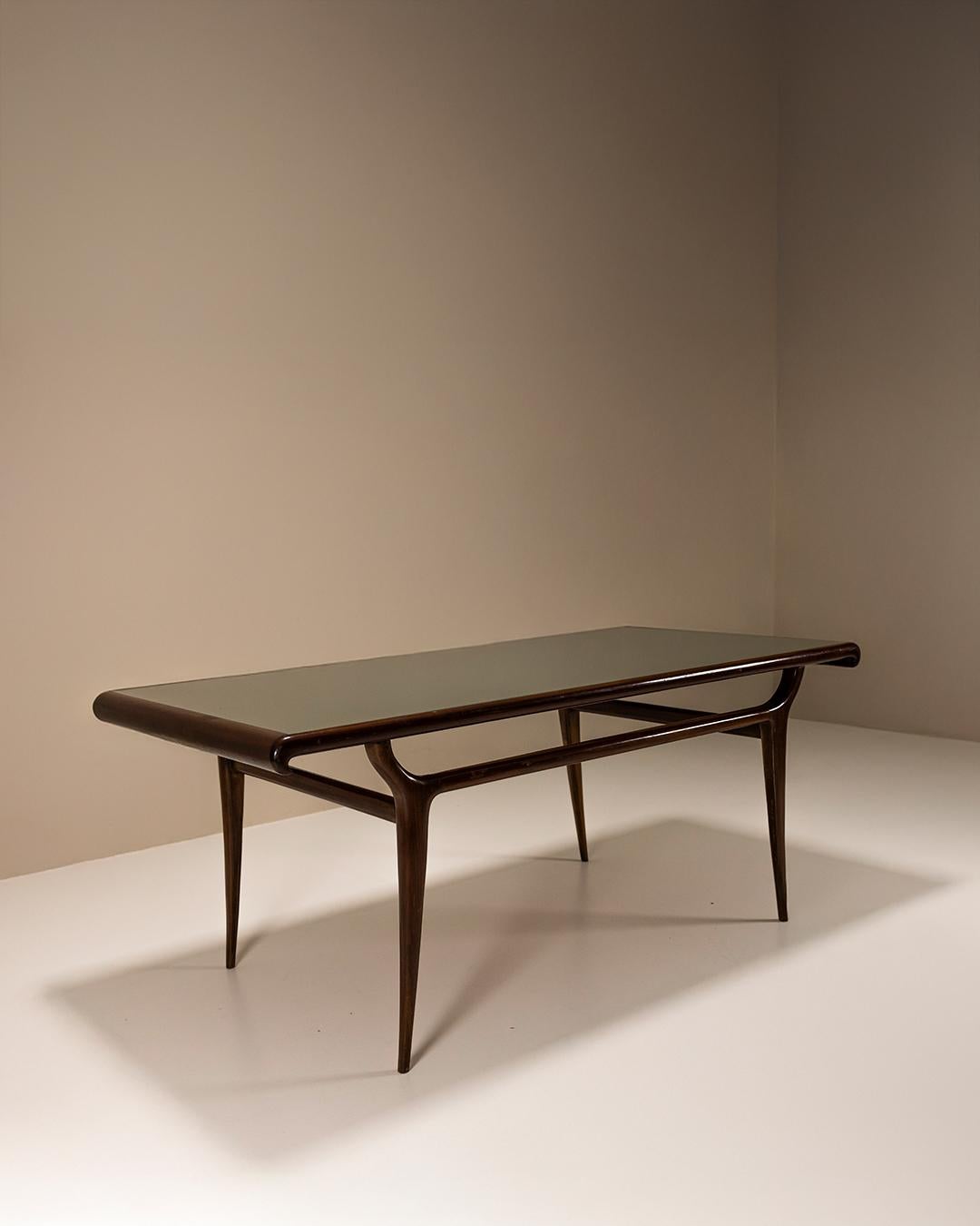 Table de salle à manger vintage italienne avec plateau en verre, Italie, années 1950 en vente 7