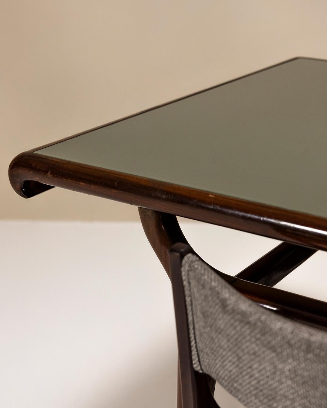 Table de salle à manger vintage italienne avec plateau en verre, Italie, années 1950 en vente 8