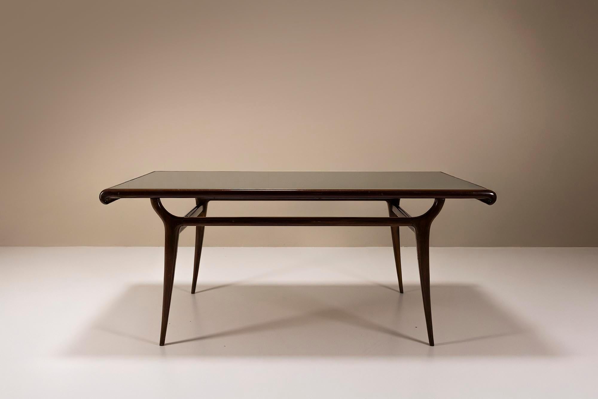 Table de salle à manger vintage italienne avec plateau en verre, Italie, années 1950 Bon état - En vente à Hellouw, NL