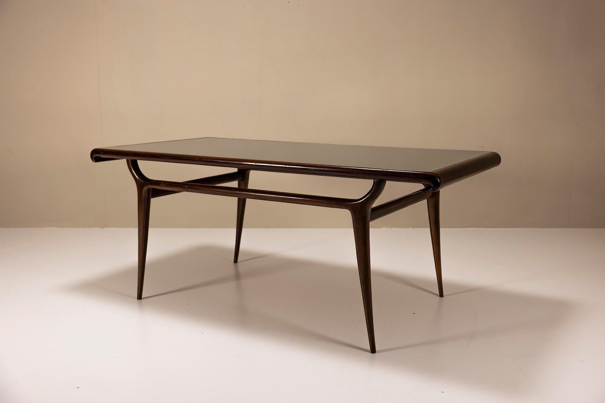 Milieu du XXe siècle Table de salle à manger vintage italienne avec plateau en verre, Italie, années 1950 en vente