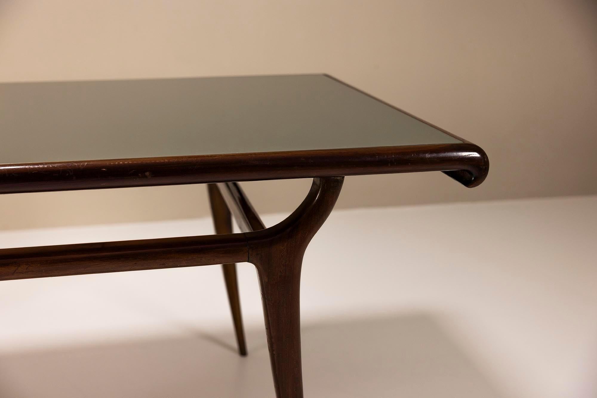 Verre Table de salle à manger vintage italienne avec plateau en verre, Italie, années 1950 en vente