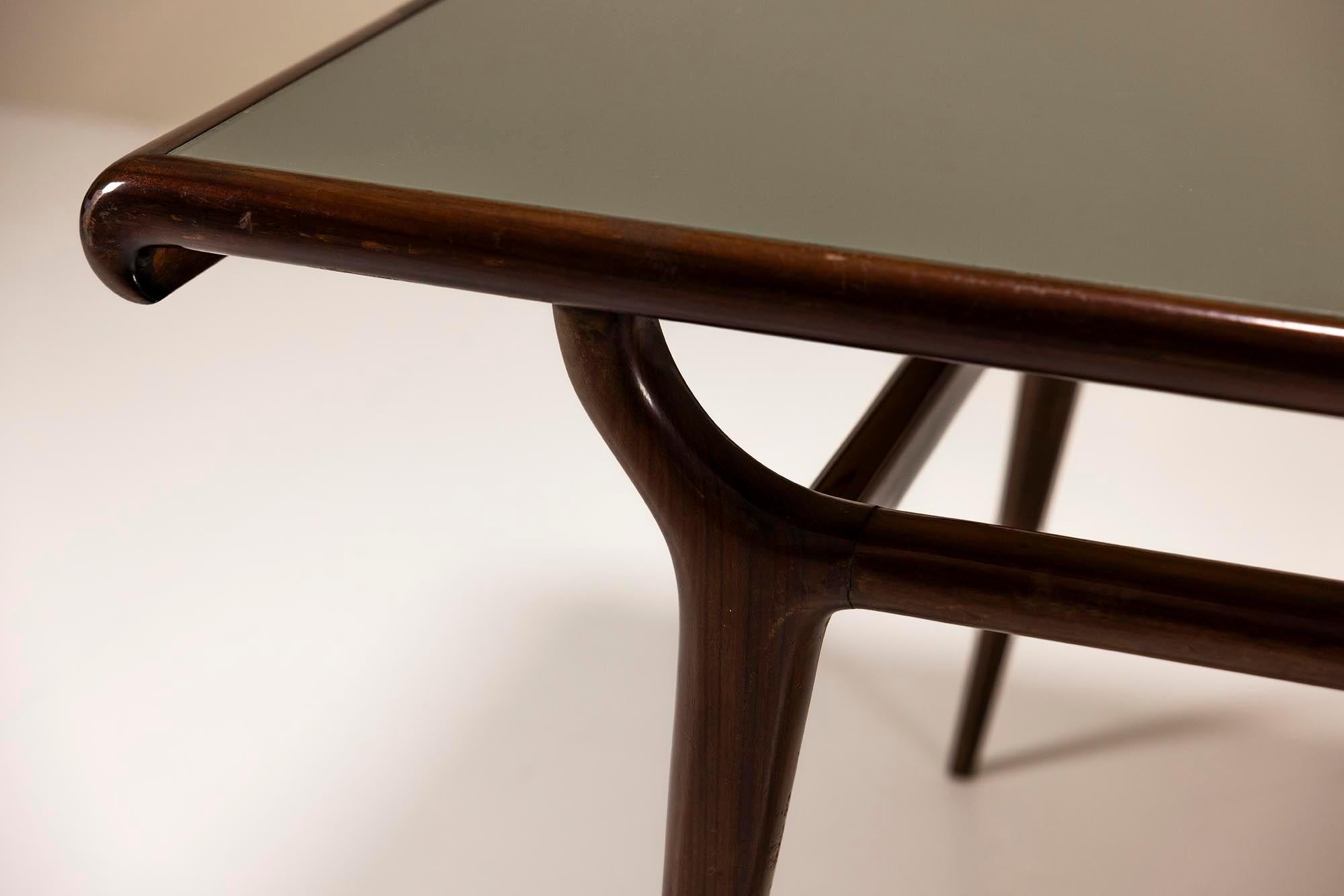 Table de salle à manger vintage italienne avec plateau en verre, Italie, années 1950 en vente 1