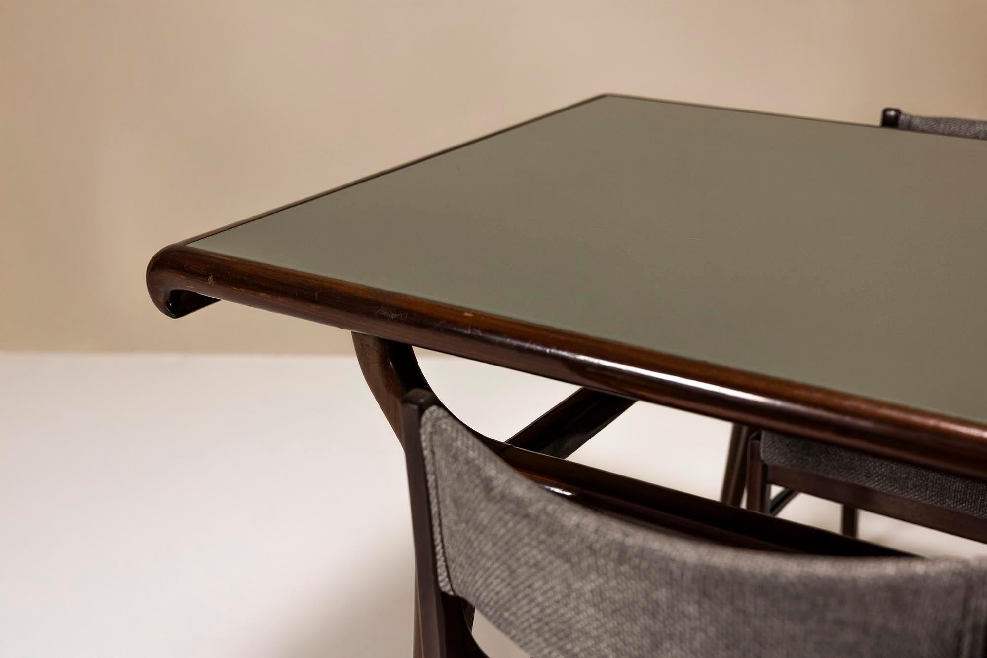 Table de salle à manger vintage italienne avec plateau en verre, Italie, années 1950 en vente 2