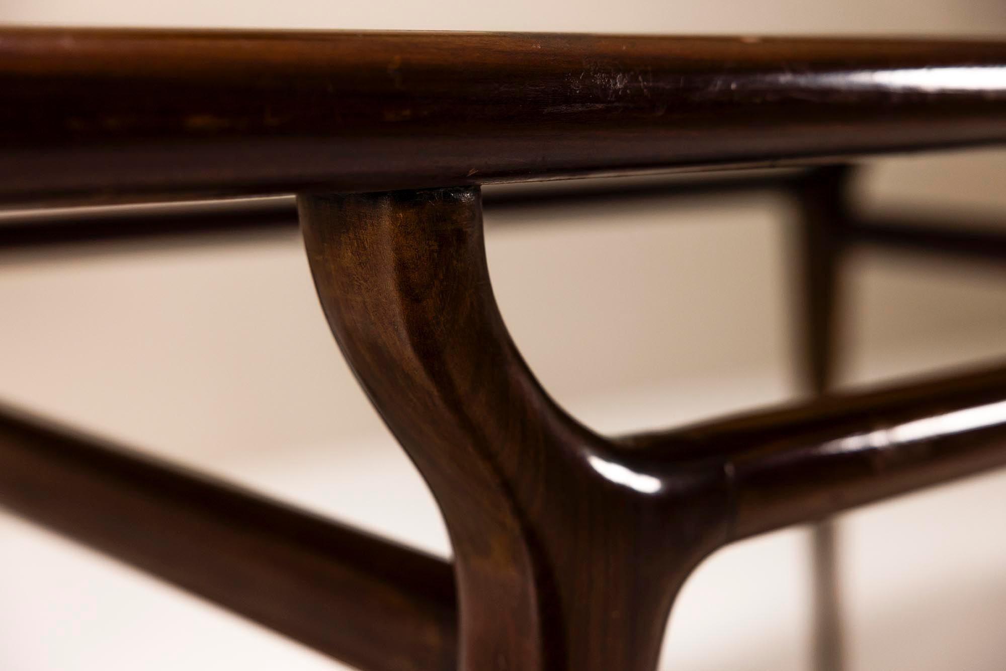 Table de salle à manger vintage italienne avec plateau en verre, Italie, années 1950 en vente 3