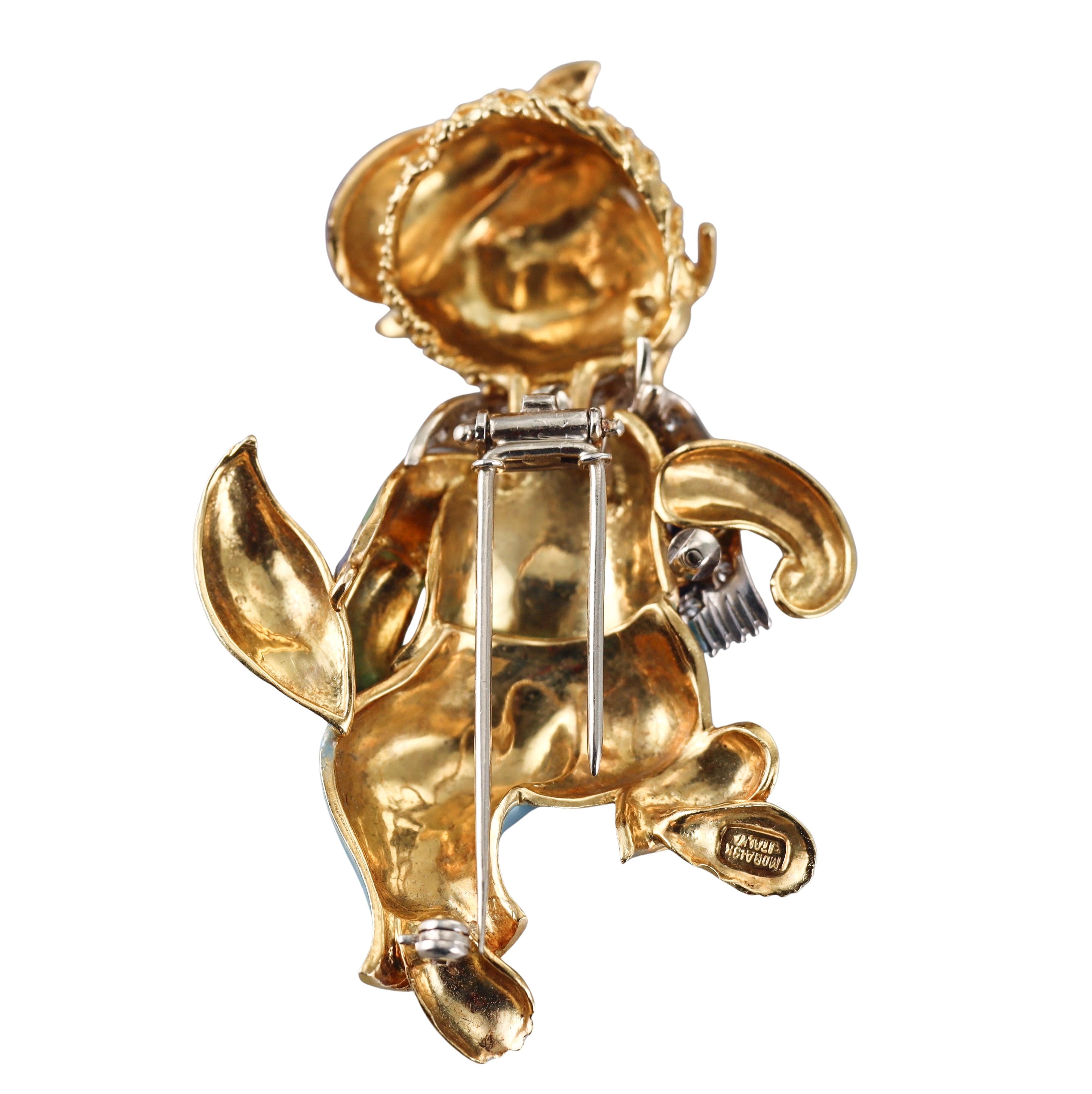 Italienische Vintage-Emaille-Diamant-Eichhörnchen-Brosche im Zustand „Hervorragend“ im Angebot in New York, NY