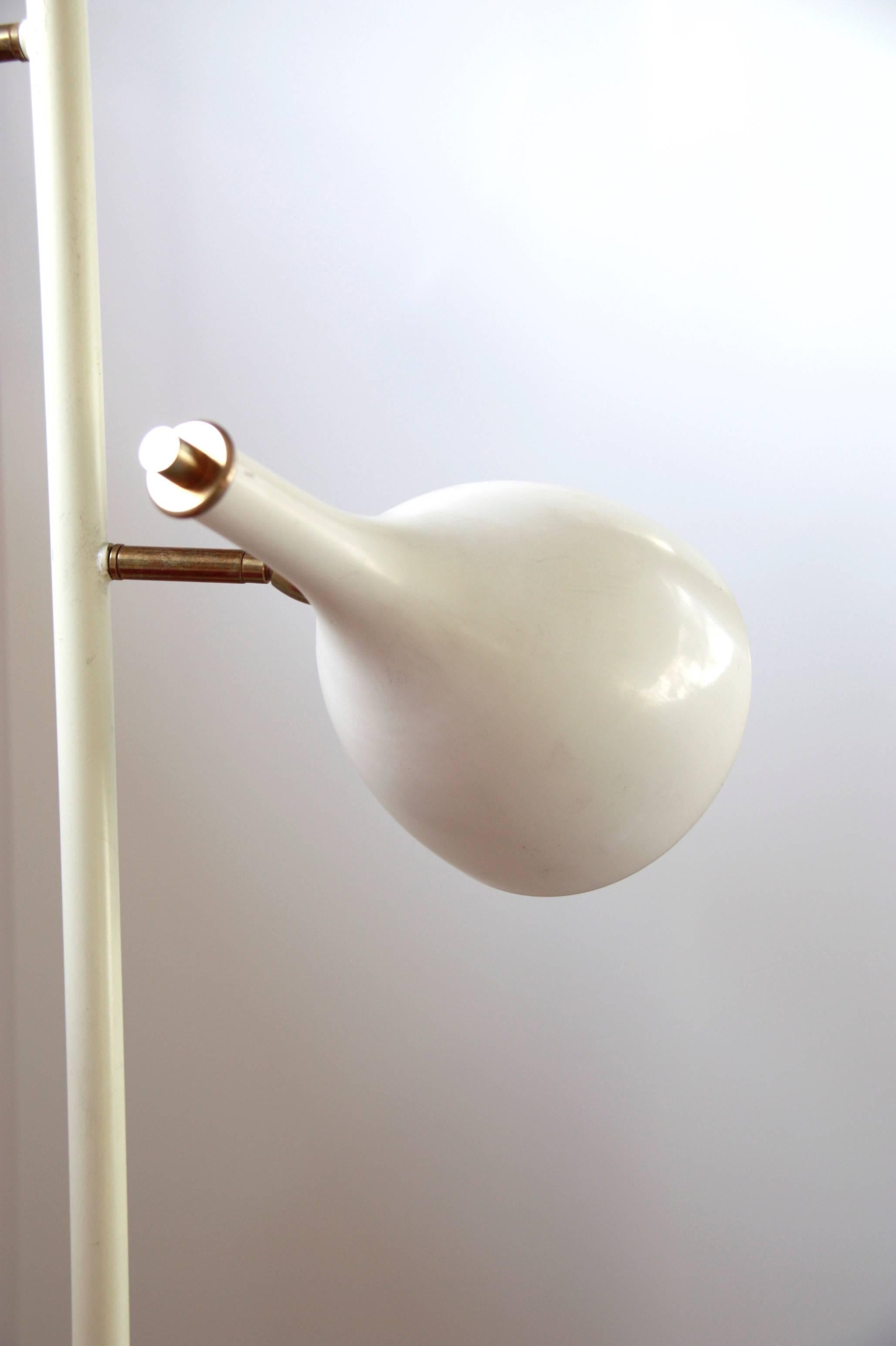 Painted Italian Vintage Floor Lamp in Brass Marble Colored Shade Attributed to Stilnovo For Sale