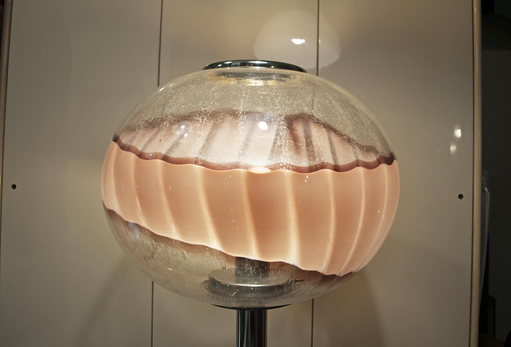 Metal Italian Vintage Floor Lamp Murano Glass, 1970s For Sale