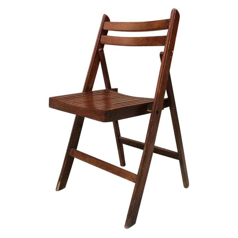 Italian Vintage Folding Chair 1960s, Vintage Wood Folding Chairs