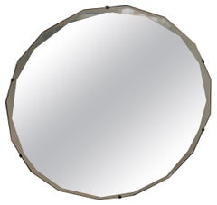 Italian Vintage Frameless Double Beveled Glass Multi Angled Mirror, 1920