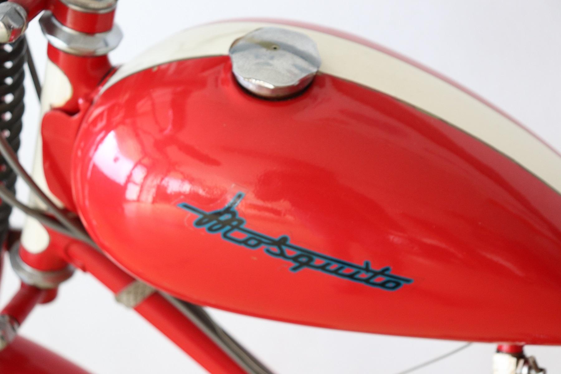 Italian Vintage Garelli Mosquito Collectible Motorcycle in Color Red, 1950s In Good Condition In Casale Monferrato, IT