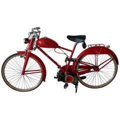 Italian Vintage Garelli Mosquito Collectible Motorcycle in Color Red, 1950s